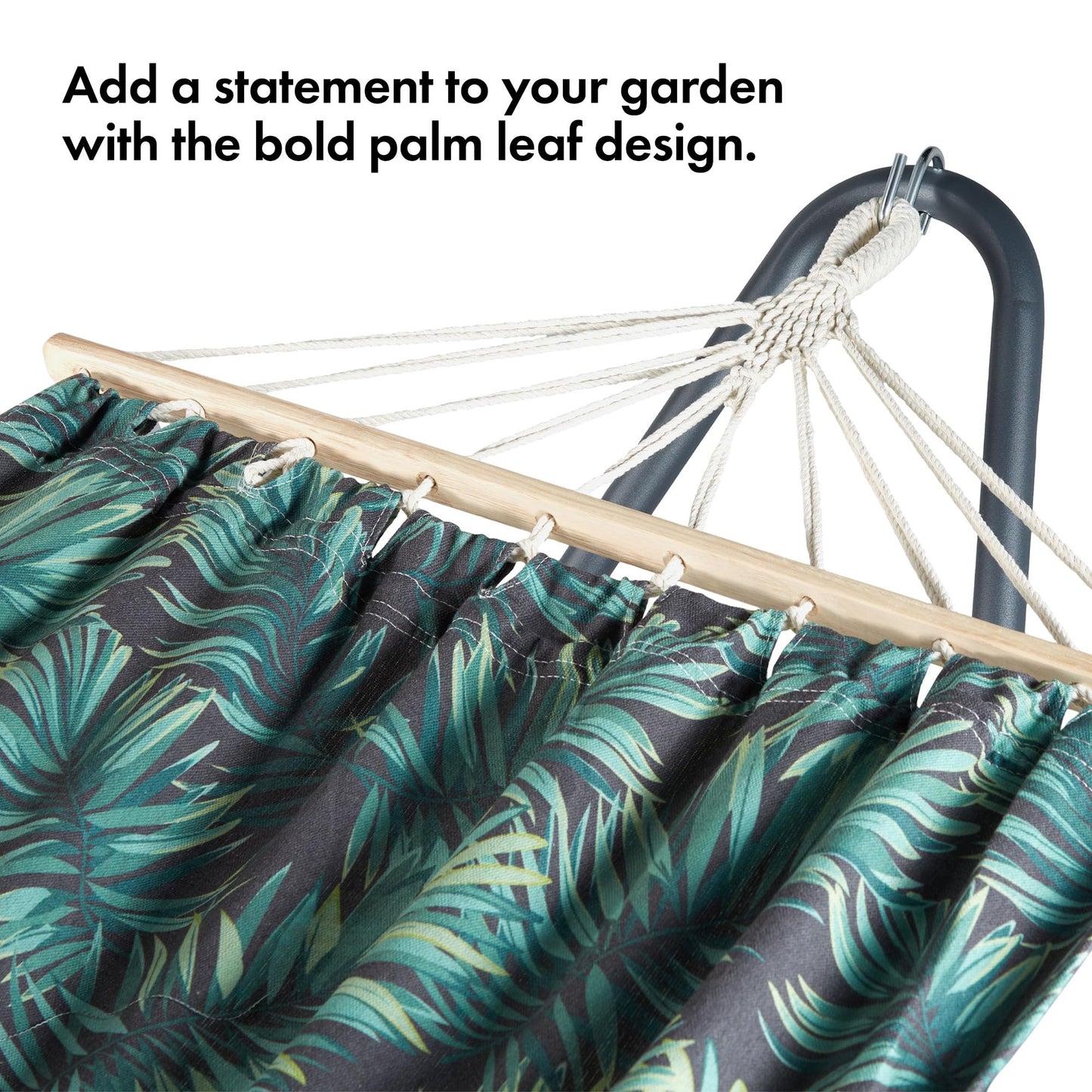 - VonHaus 1 Seater Hammock With Frame - Leaf Print 1 Person Garden Hammock with Stand -