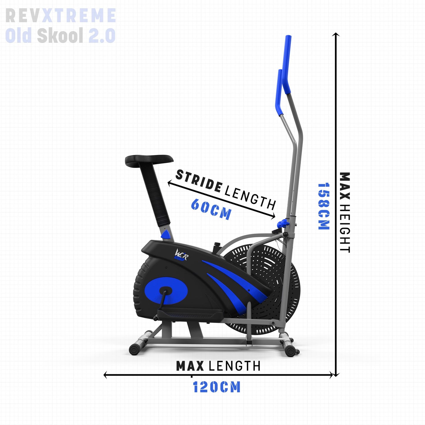 - We R Sports 2-IN-1 Elliptical Cross Trainer & Exercise Bike Home Fitness Cardio Workout Machine (Blue)