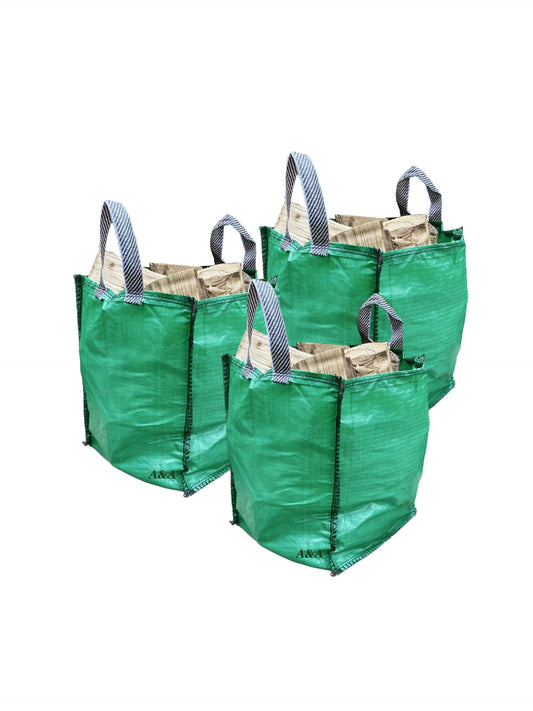 3 x Garden Waste Bags - 120 Litre - Heavy Duty Garden Green Waste Sacks - Industrial Fabric and Handles (3)