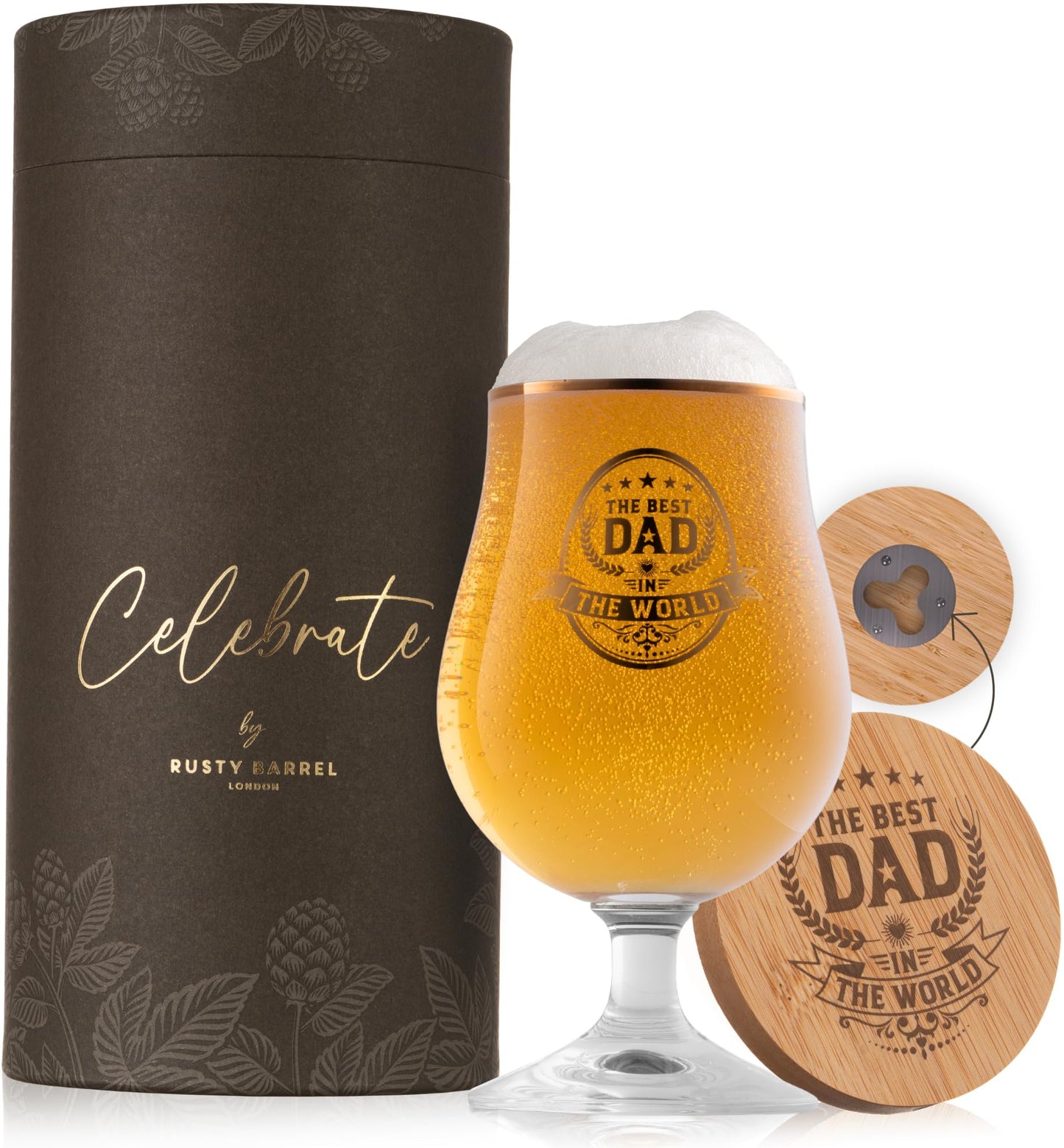 - Rusty Barrel Father's Day Gifts | Best Dad Personalised Beer Glass | (400ml) -
