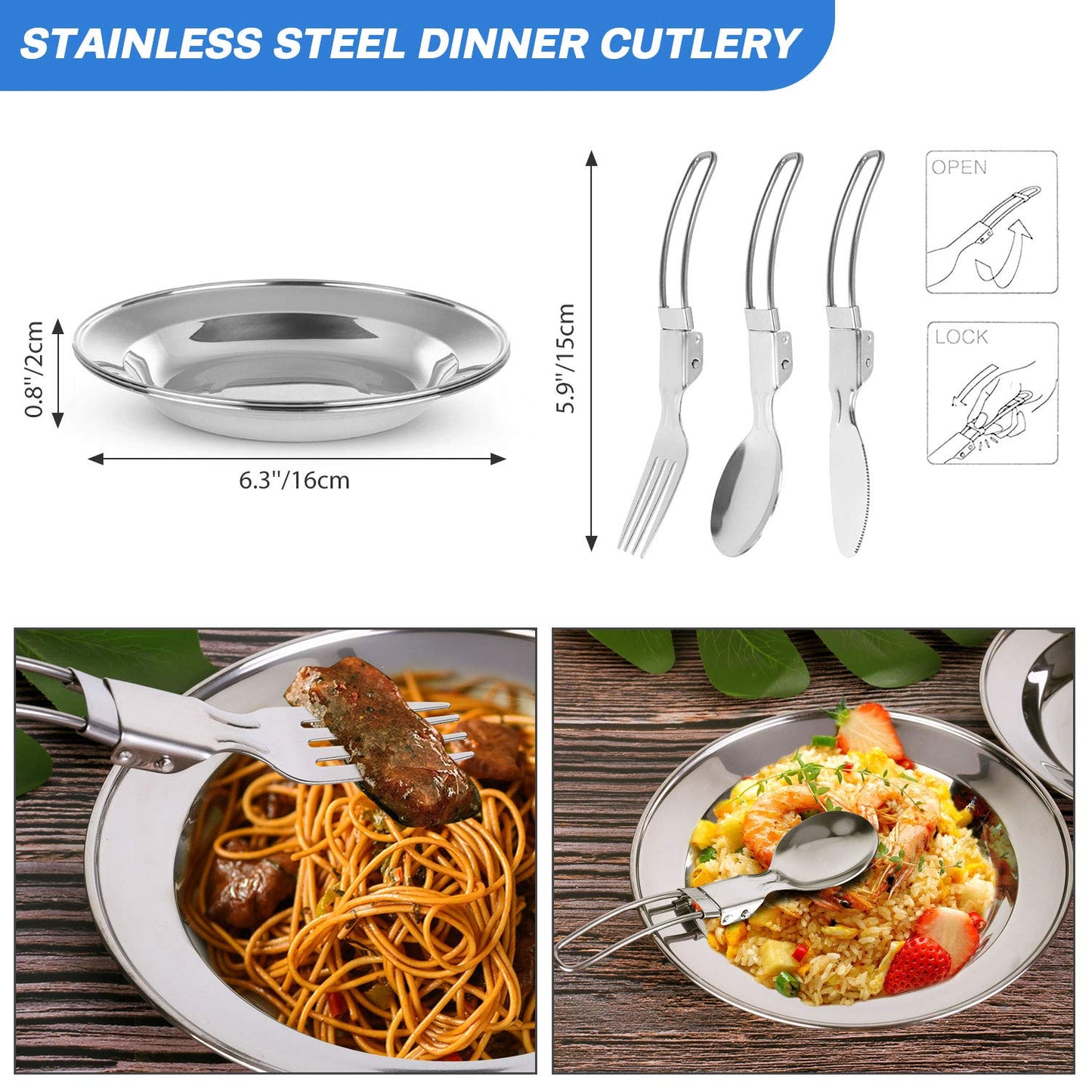 - Odoland Camping Cookware Set |Non Stick Pot Pan Kettle Set | Stainless Steel Cups | Plates -