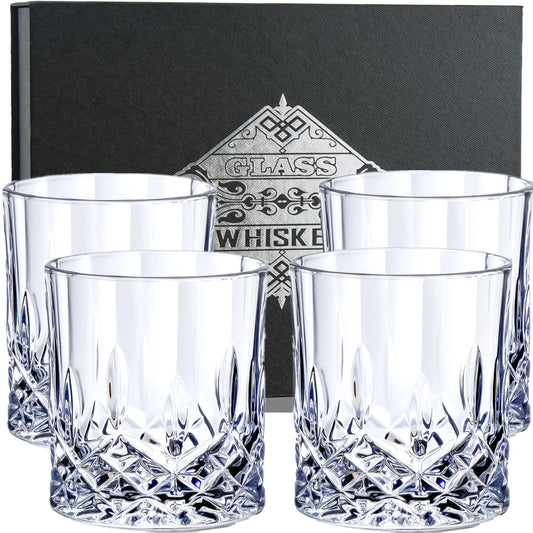- DH Whiskey Glasses Set of 4 with an Elegant Gift Box | 11Oz Cocktail Glasses for Bourbon