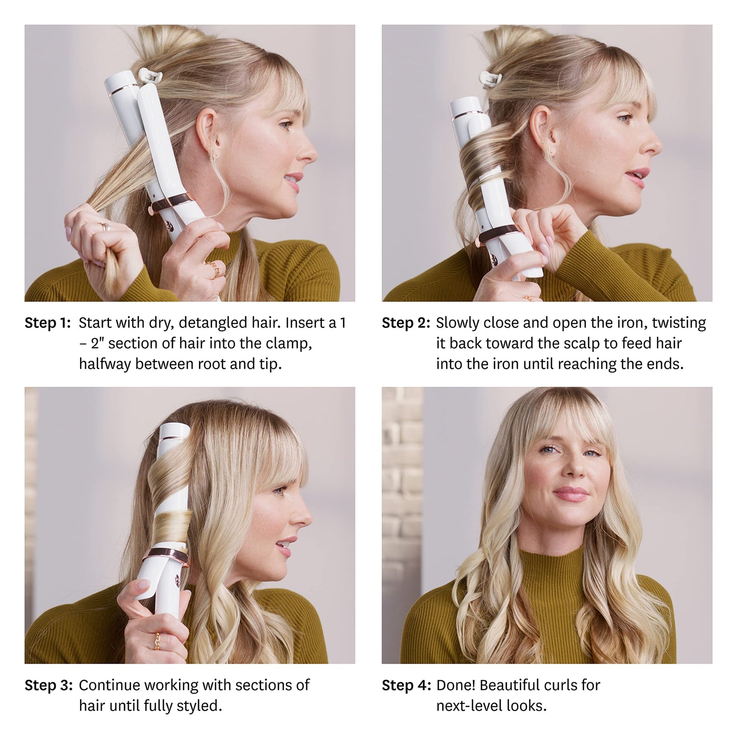 - T3 | SinglePass Professional Curling Iron | Custom Blend Ceramic Long Barrel Curling and Wave Iron -