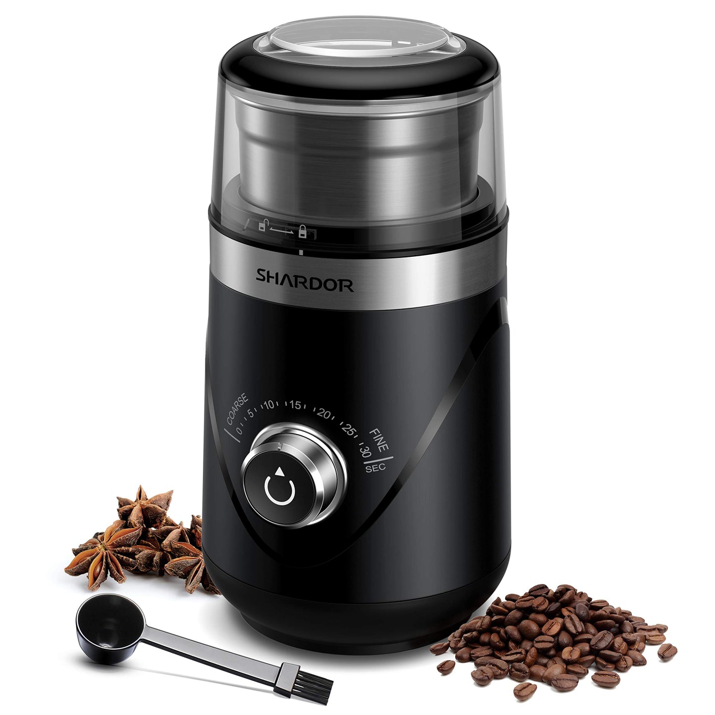 - SHARDOR Coffee Grinder Electric | Adjustable Precision Setting | Removable Stainless Steel Cup -