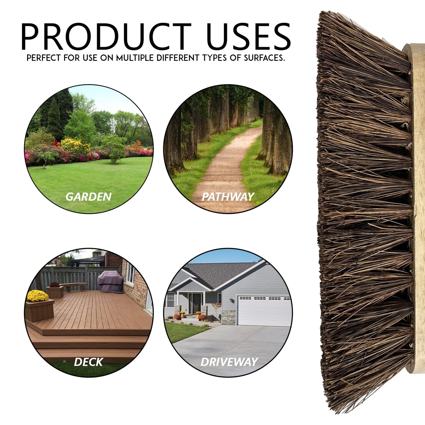 - LSC 10” Broom | Outdoor Yard Broom | Stiff Sweeping Brush | Wooden Handle -