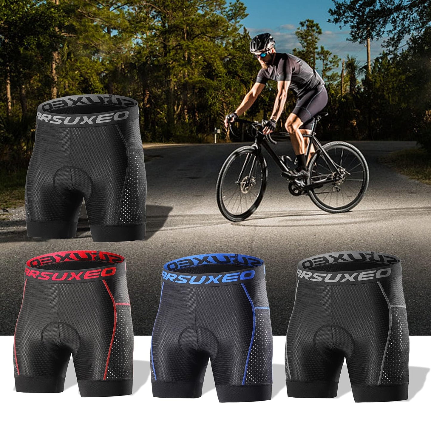 - Lixada Men's Cycling Underwear | Padded 5D Gel Padded Bike Shorts | Quick Dry -