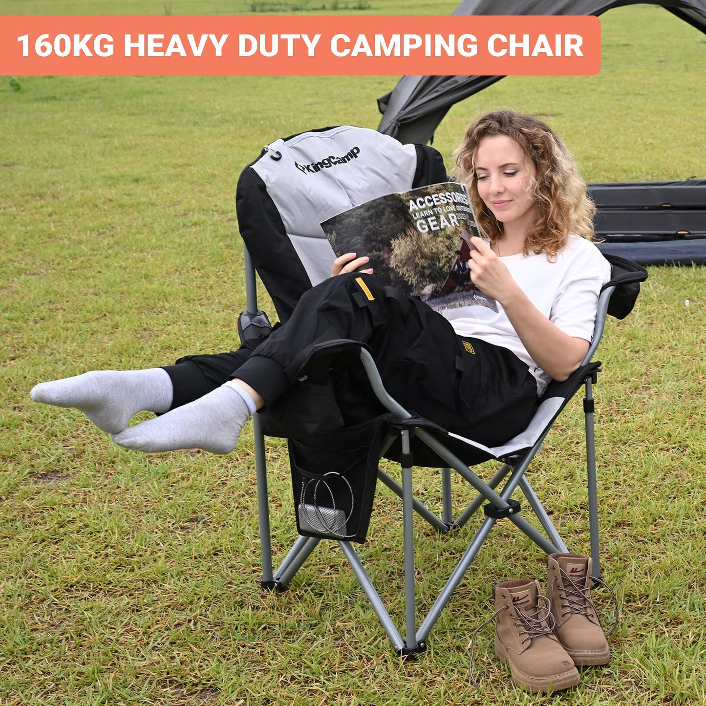 - KingCamp XL Heavy Duty Camping Chair | Lumbar Back Support | High Back -