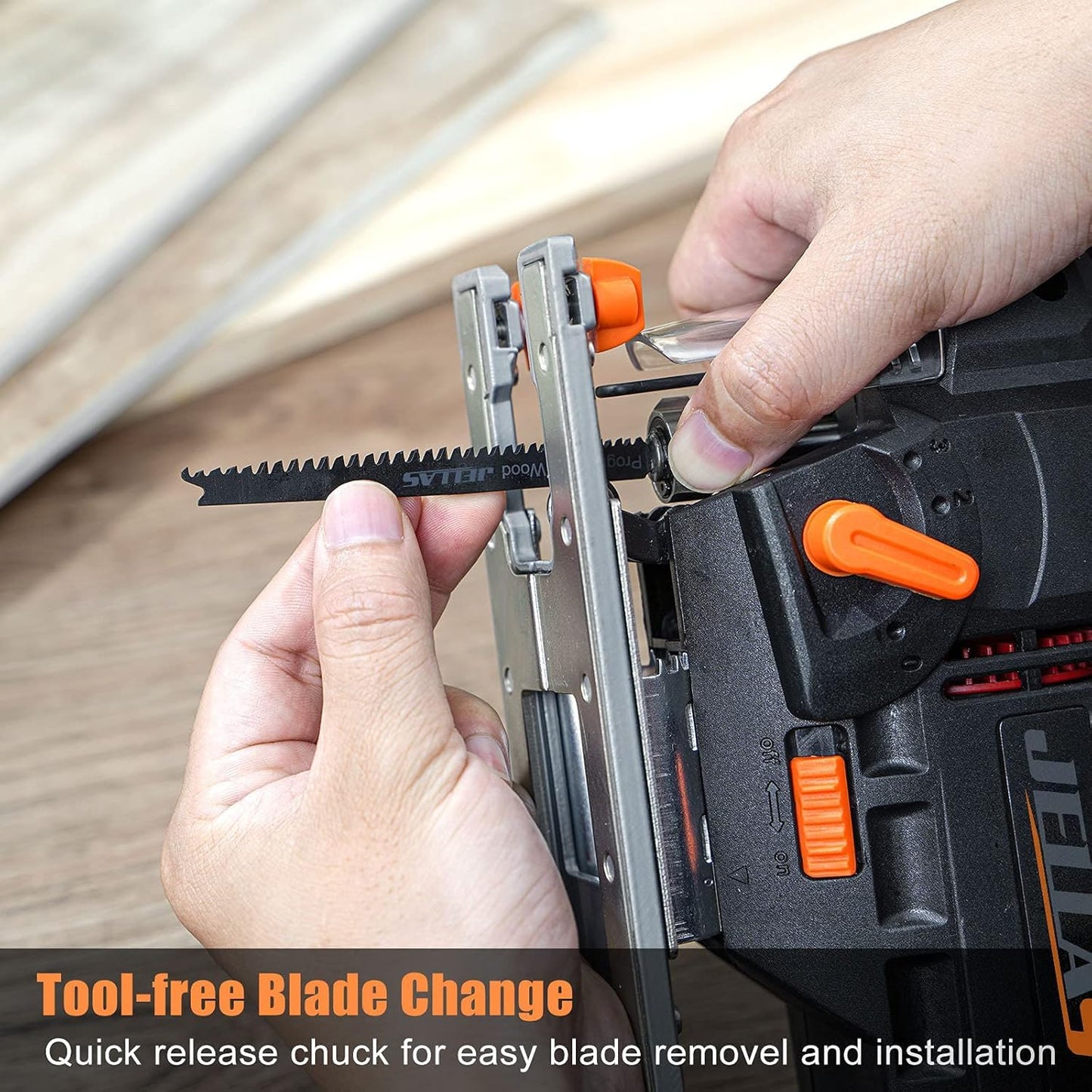 - Jig Saw | Jellas 800W 3000 SPM Electric Jigsaw tool with 10 Piece T-Shank Blades | LED Light, 6 Variable Speed | 4 Orbital Sets | 0°-45° Bevel Cutting -