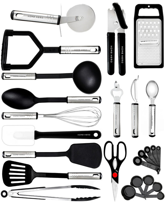 - Kitchen Utensils Set | Non-Stick Heat Resistant Cooking Utensils Set | Spoons Turners Spatula Ladle Set -