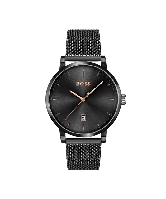 BOSS Analogue Quartz Watch for men with Black Stainless Steel mesh bracelet - 1513810