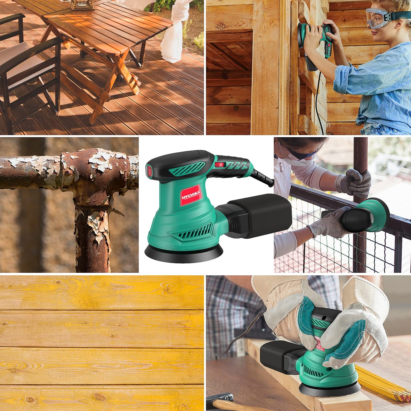 - HYCHIKA Orbital Sander | 300W 13000RPM Random Orbital Sander | 6 Variable Speeds | 125mm 12Pcs Sandpapers | Electric Sander with Dust Collection -