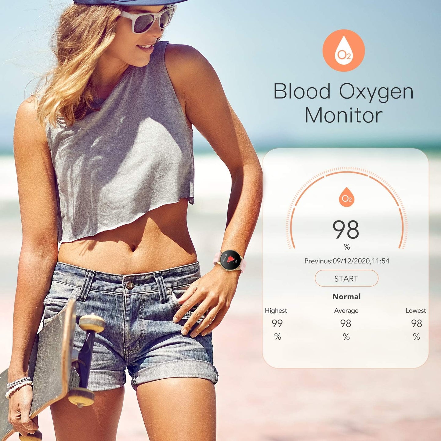 AGPTEK Smart Watch for Women, 1.3'' Full Touch Fitness LW11 Watch with Female Health Tracking, Heart Rate Monitor, IP68 Waterproof Outdoor Sports Smartwatch for Android iOS Phones