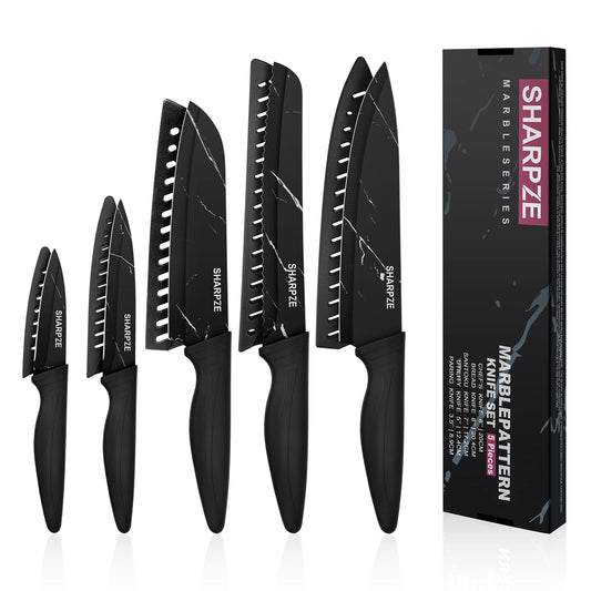 - Kitchen Knife Set of 5 | Ultra Sharp Stainless Steel Blade I Kitchen Knives with Ergonomic Handle & Sheaths Include Paring -