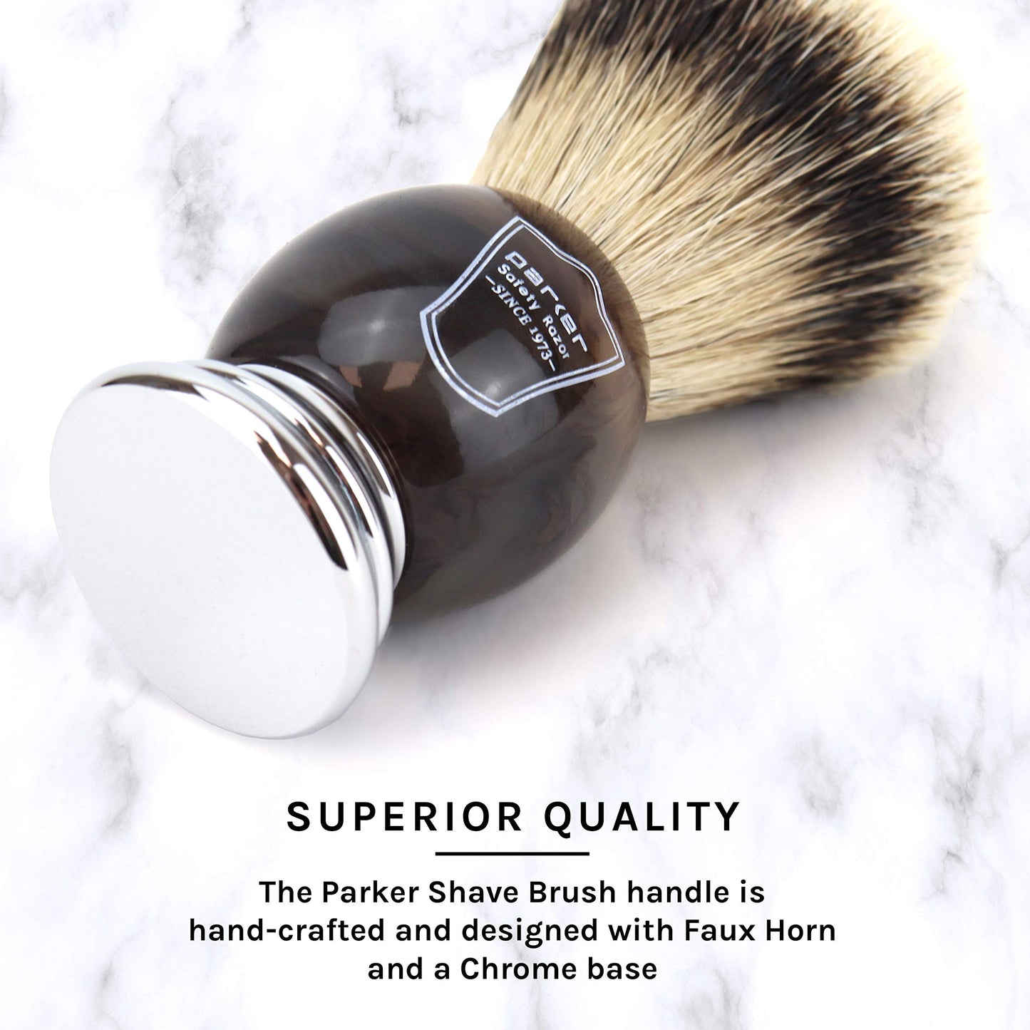 - Parker Safety Razor | 100% Silvertip Badger Bristle Faux Horn Handle Shaving Brush -