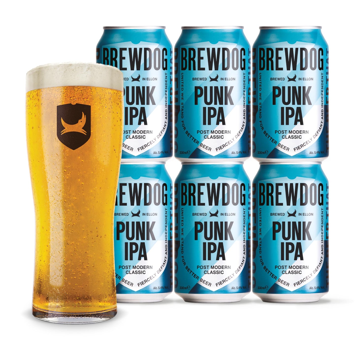 BrewDog Punk IPA Gift Pack Beers - Craft beer gift set - 6 x 330ml Cans and Glass