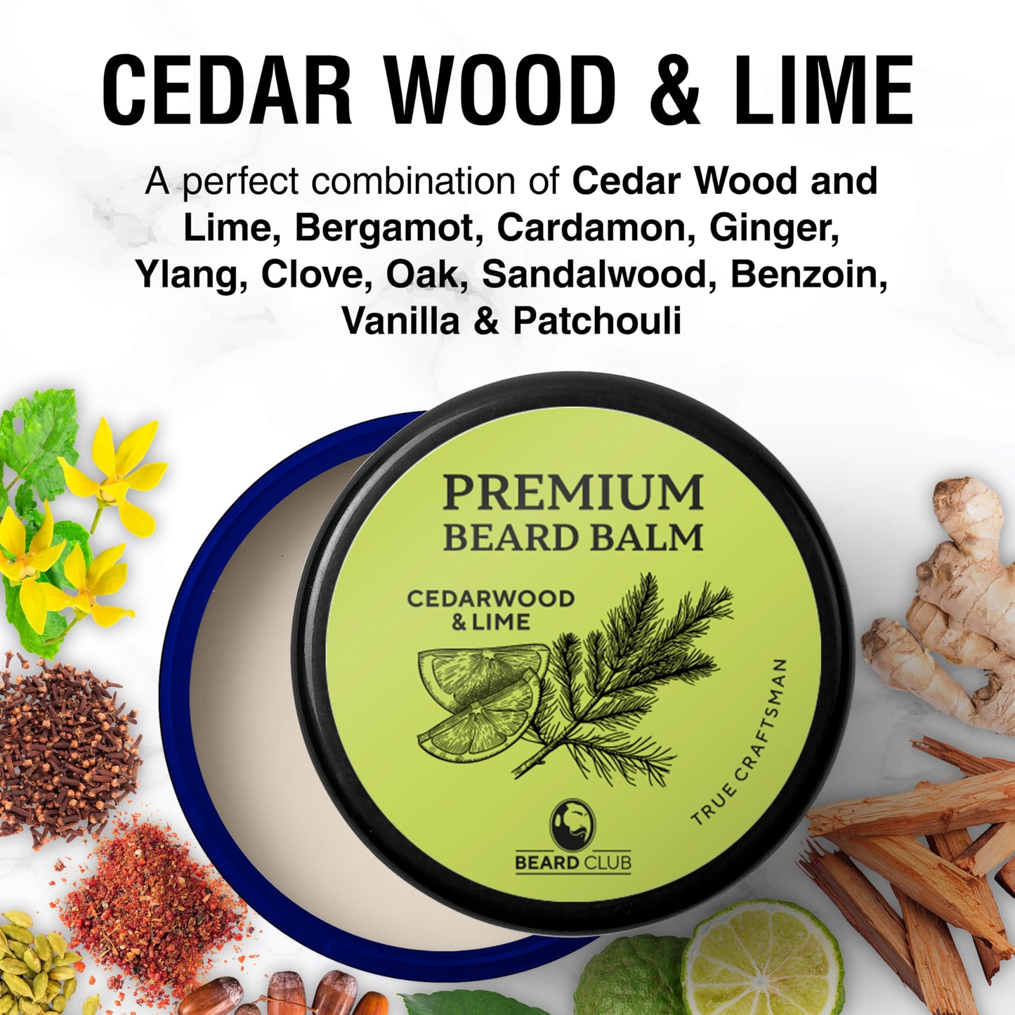 Beard Club - Beard Balm - Beard Wax - Beard Balm for Men - Beard Moisturiser - Beard Butter - Beard Cream - Beard Softener for Men - Beard Conditioner for Men - Beard Wax for Men - Cedar Wood and Lime