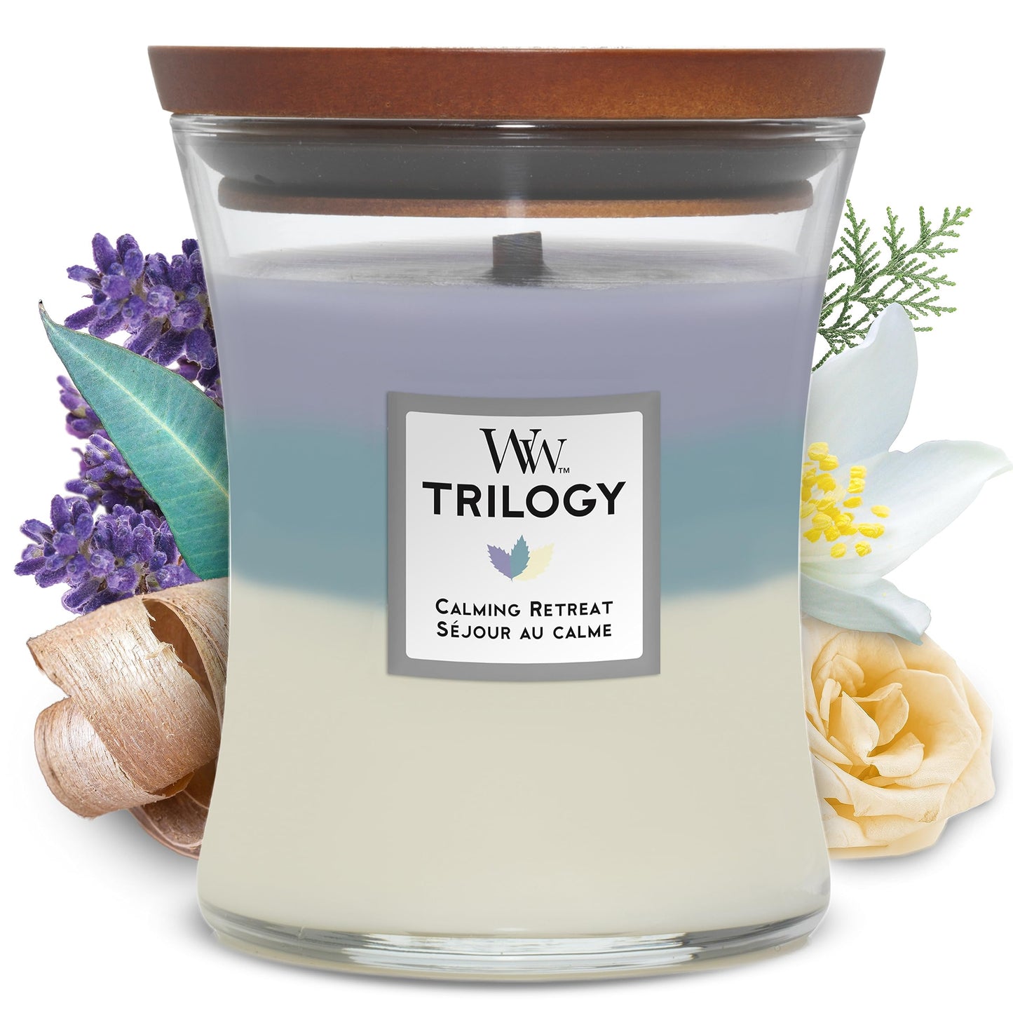 - Woodwick Medium Hourglass Trilogy Scented Candle