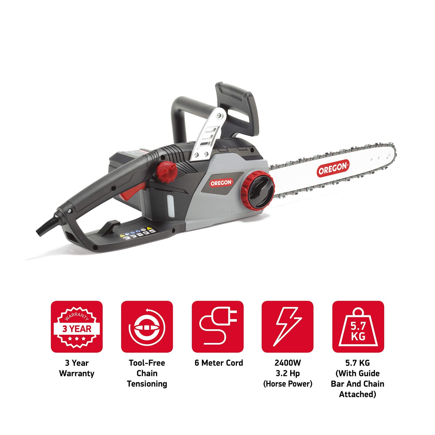 - Oregon 2400W Powerful Electric Chainsaw | with 16-Inch (40 cm) Bar | 3 Year Warranty by Oregon -
