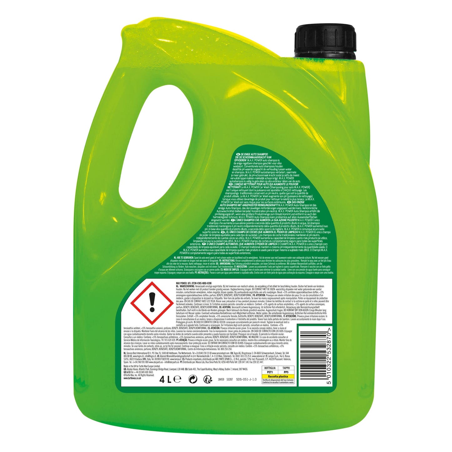 - Turtle Wax 53284 | MAX Power Car Shampoo & Wash | 4L |Three Levels of Cleaning Power -