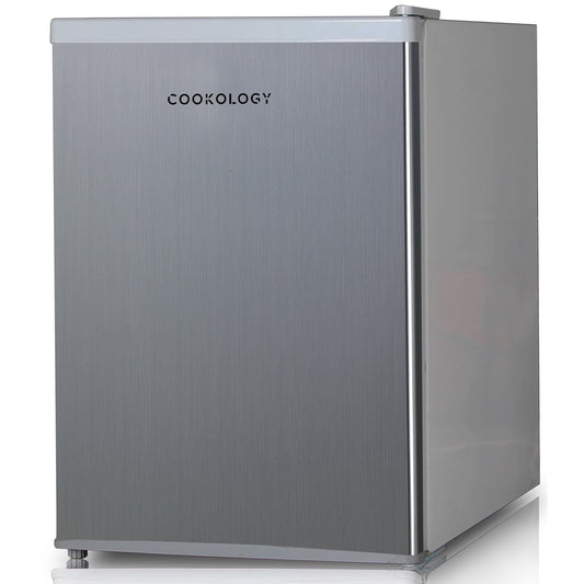 Cookology MFR67SS Small Table Top Mini Fridge 67 Litre Capacity, Reversible Door, Adjustable Temperature Control and Legs with Chiller Box - In Silver