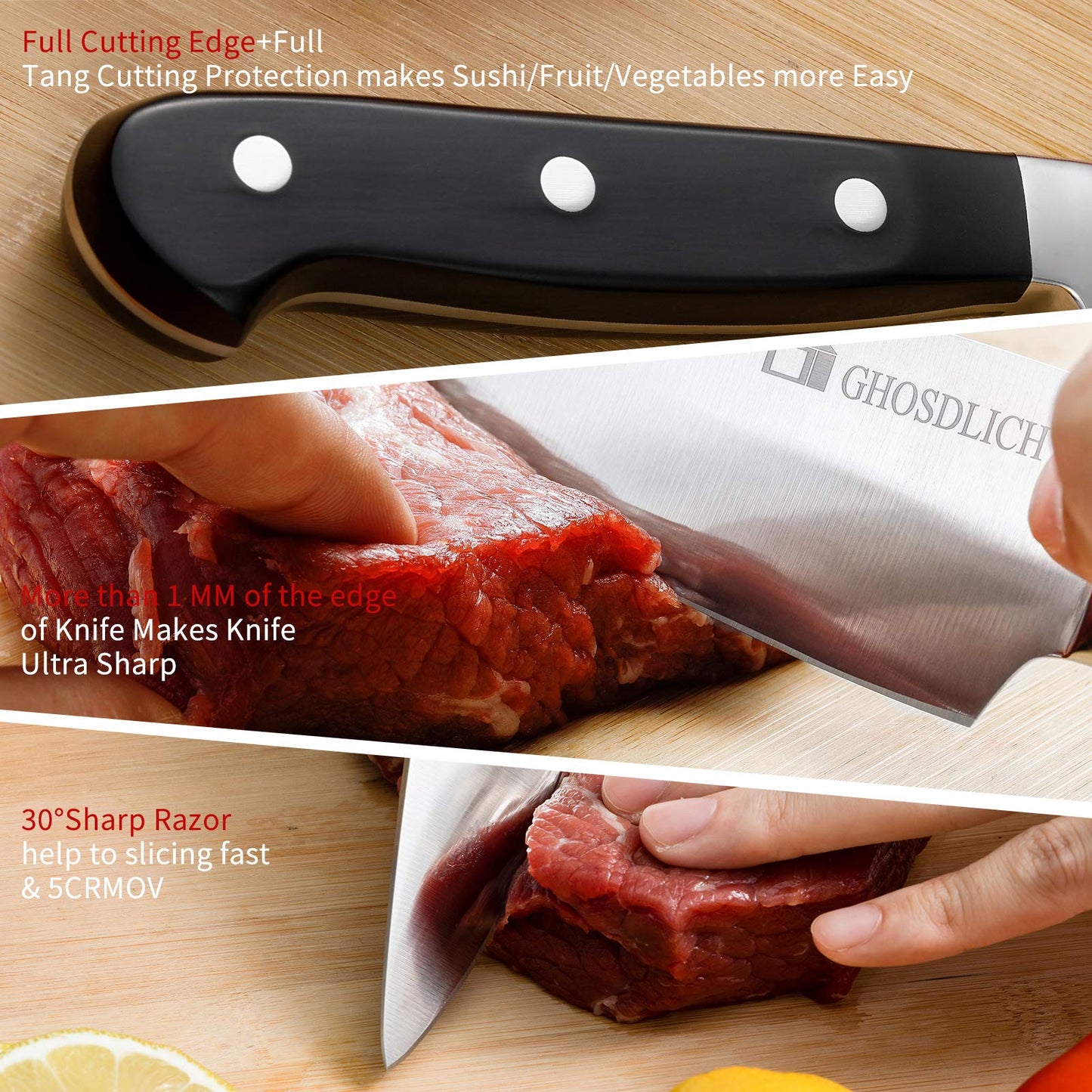 - GHOSDLICH 6 inch Chef Knife | 15CM Blade Kitchen Knife | Forged From German Stainless -