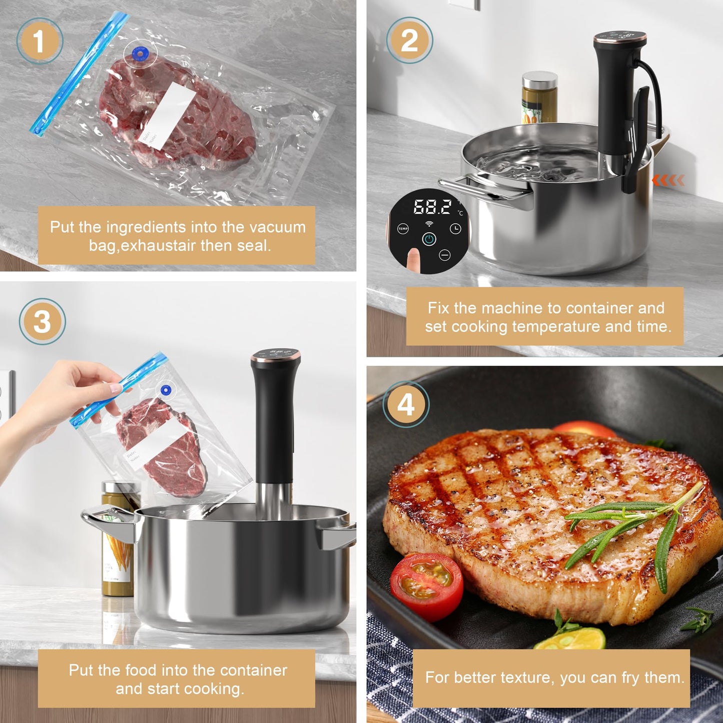 - Karinear Sous Vide Machine | WIFI | Sous Vide Cooker | 1100W -