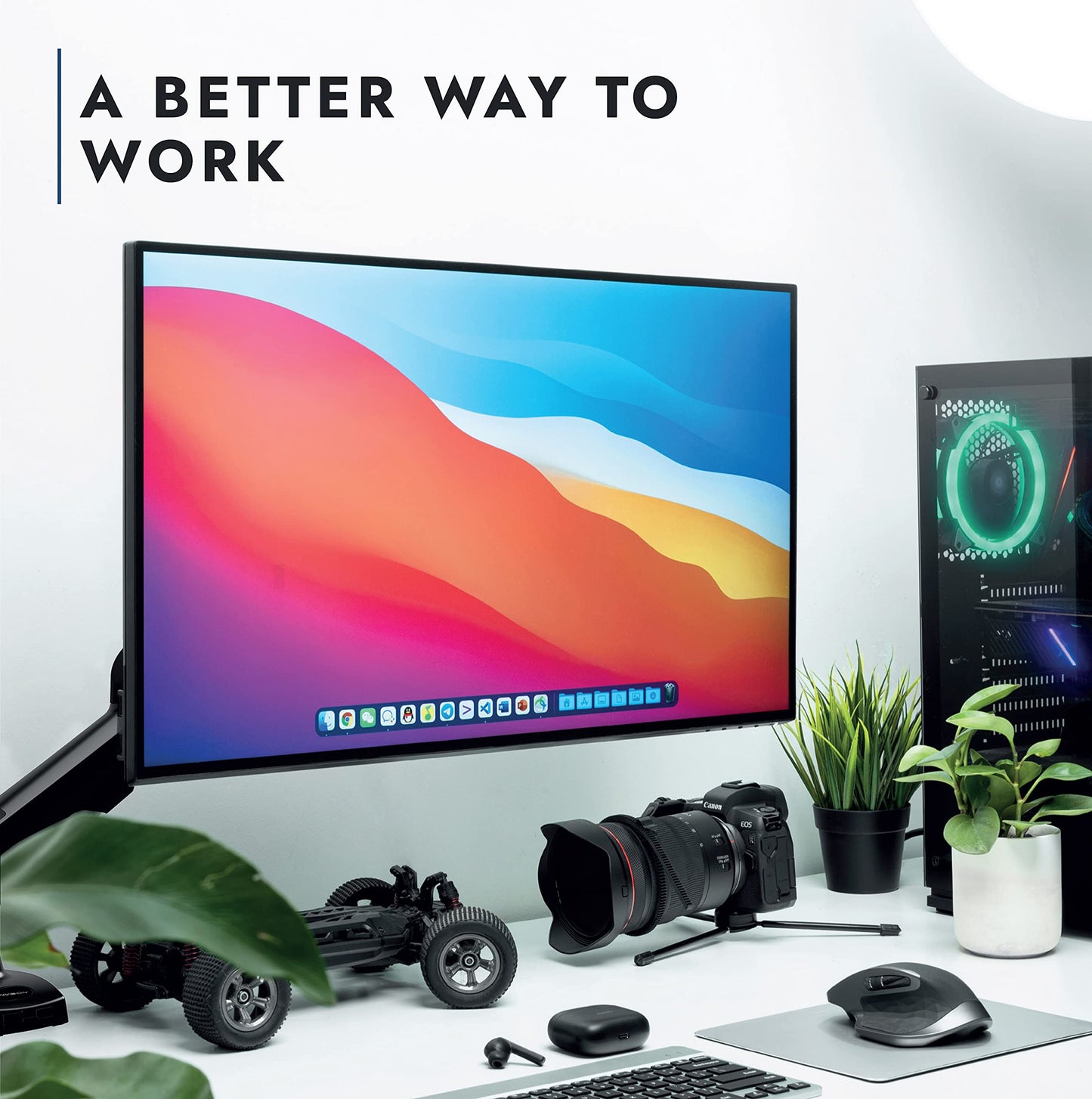 - Invision Single Monitor Arm Desk Mount for 19 to 32 Inch Screens | VESA 75 & 100mm Stand Clamp -