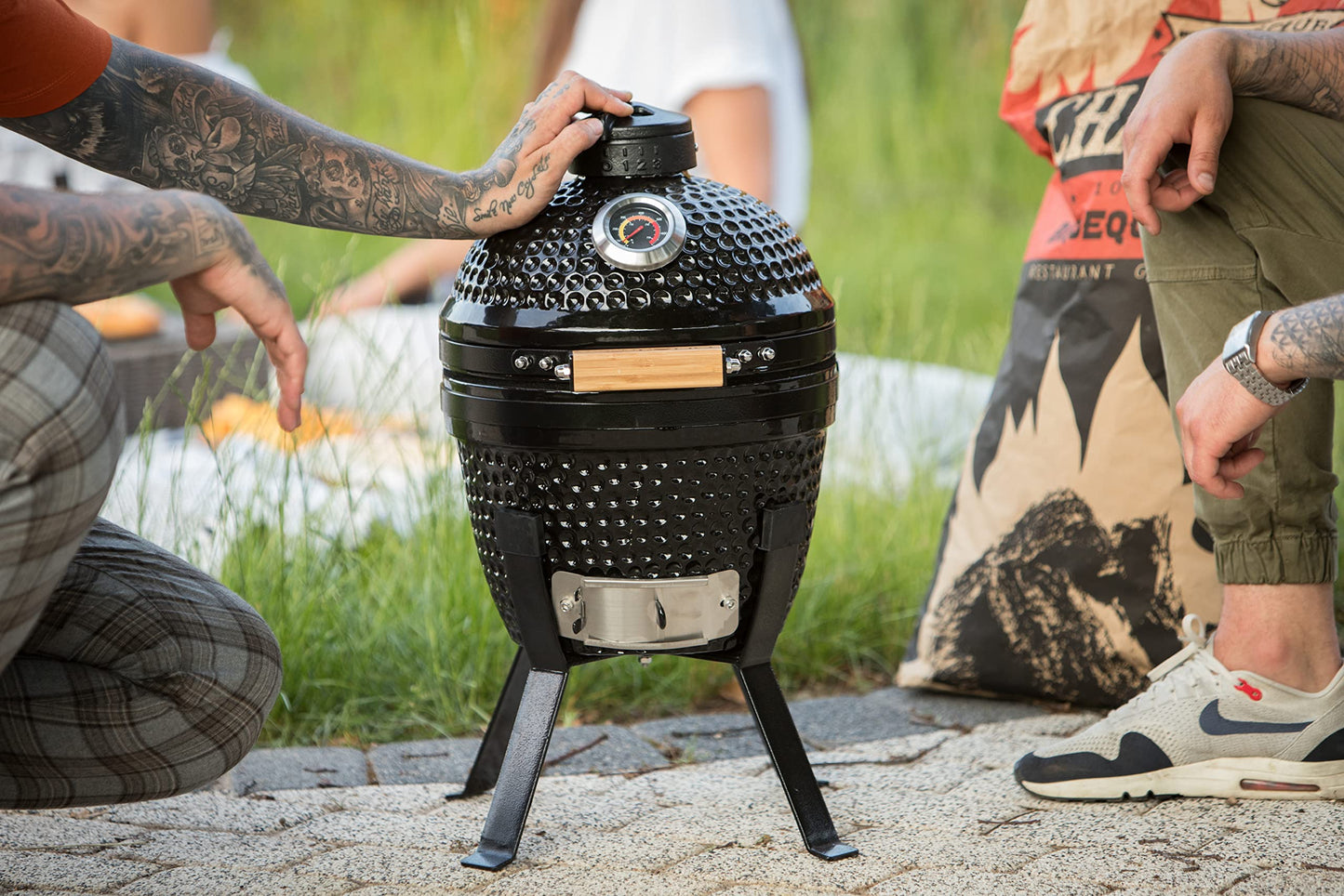 - KAMADO BONO Ceramic BBQ Grill | 13" Picnic I Mini Kamado BBQ -