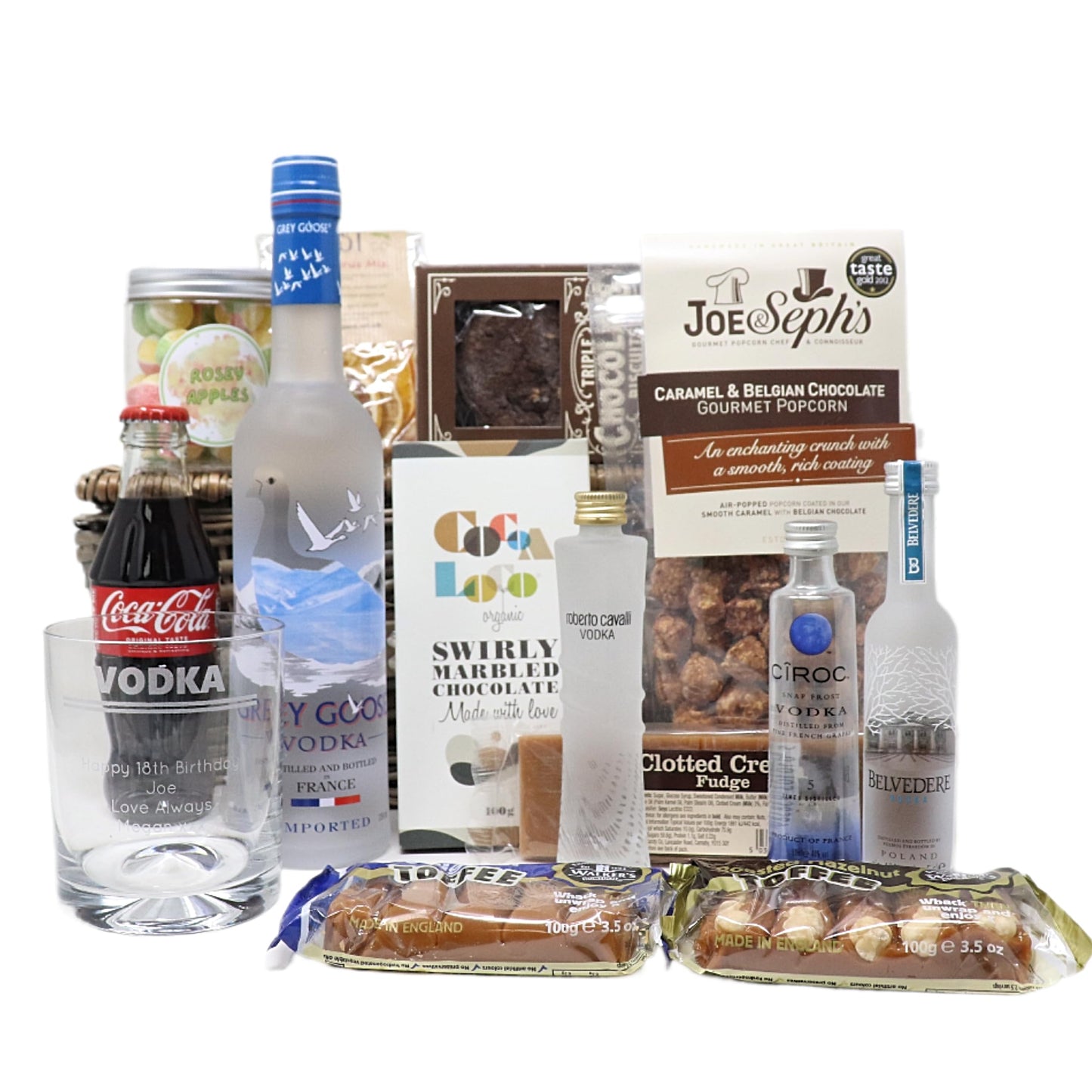 - Personalised Premium Vodka Alcohol Gift Set | Hamper with Engraved Vodka Glass -