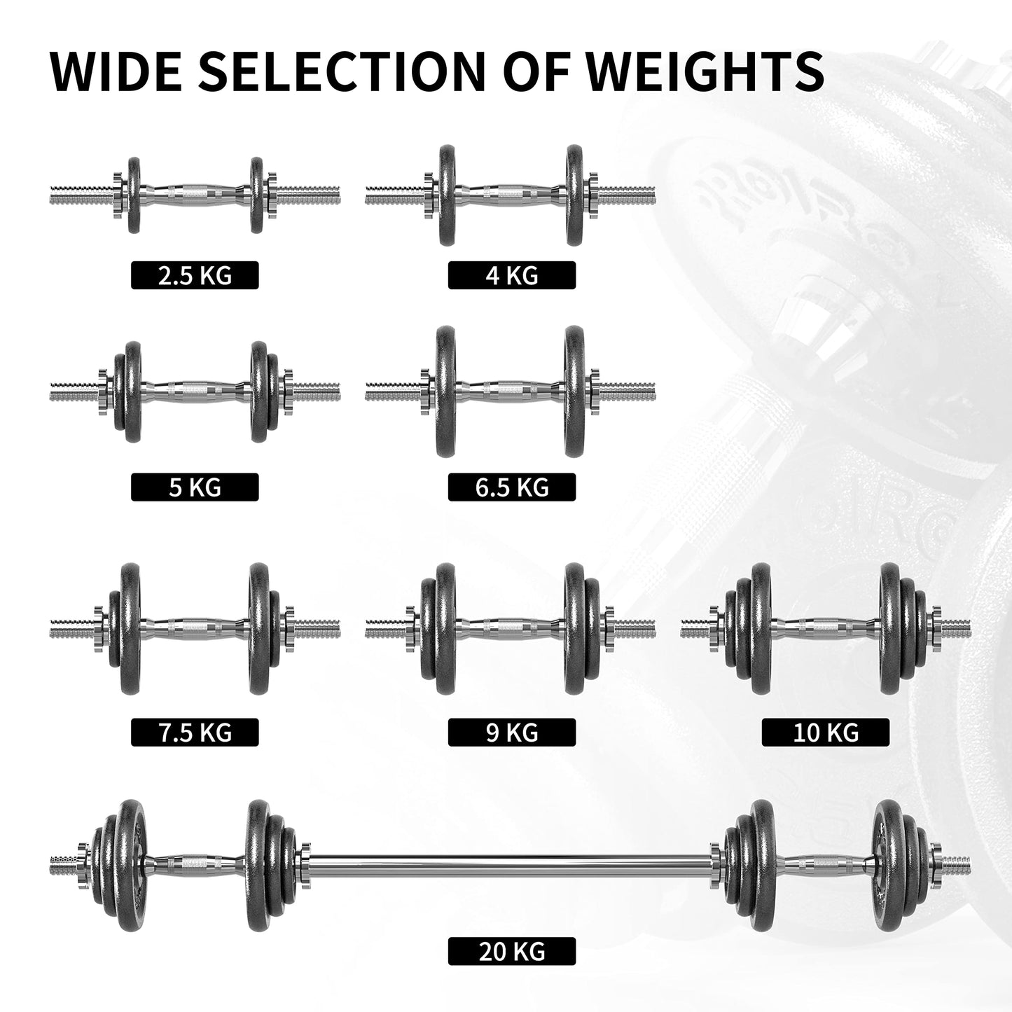 - PROIRON 20kg Cast Iron Adjustable Dumbbell Set | Hand Weight with Solid Dumbbell Handles -