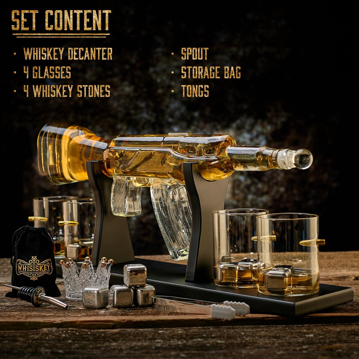 - Whisiskey – Whiskey Decanter – Rifle - 1000 ml – Whiskey Carafe Set
