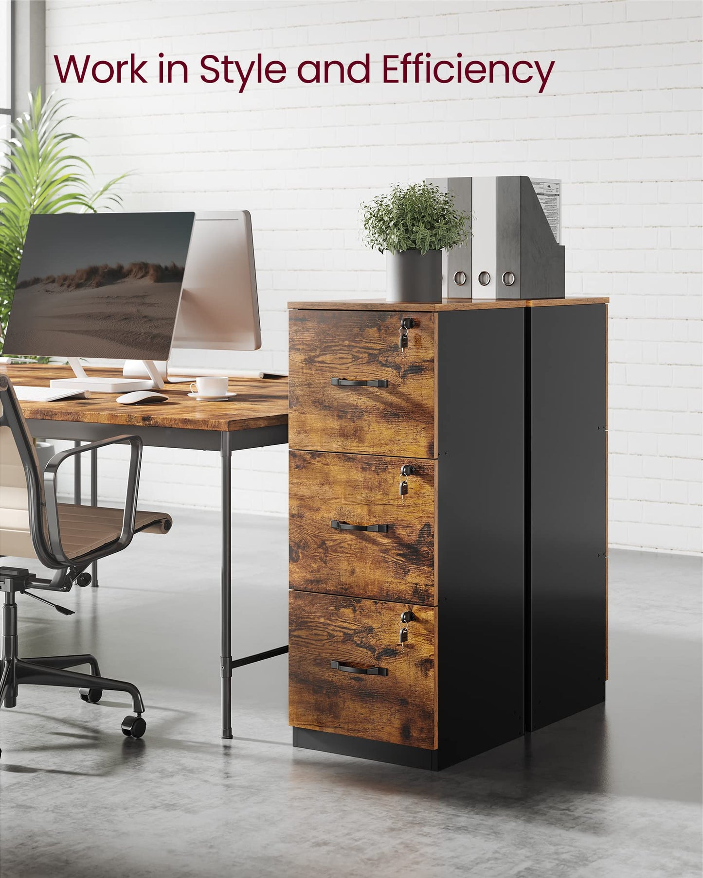 - VASAGLE 3-Drawer Vertical File Cabinet -