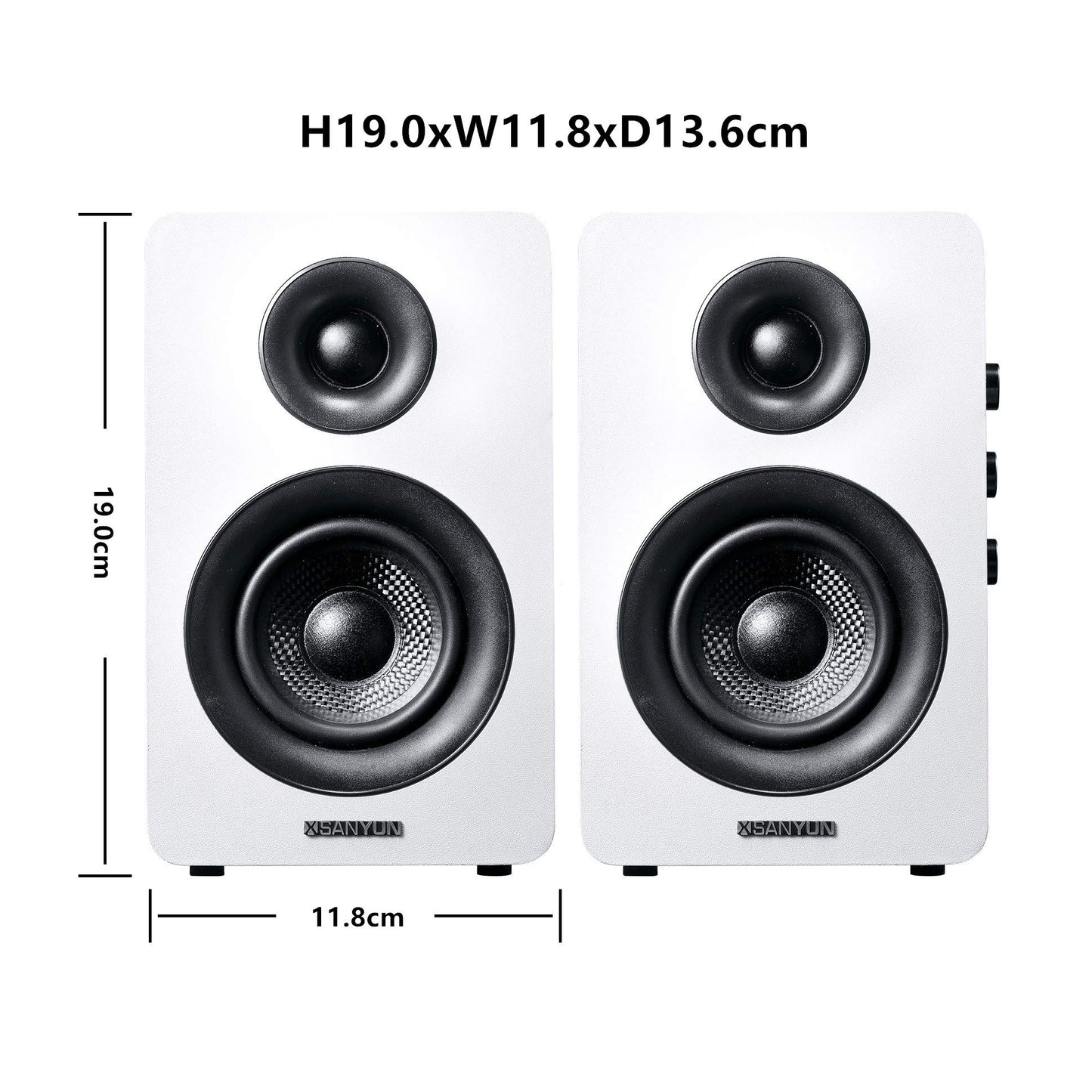 - Sanyun SW208 3" | Active Bluetooth 5.0 Bookshelf Speakers – 60W Carbon Fiber Unit -