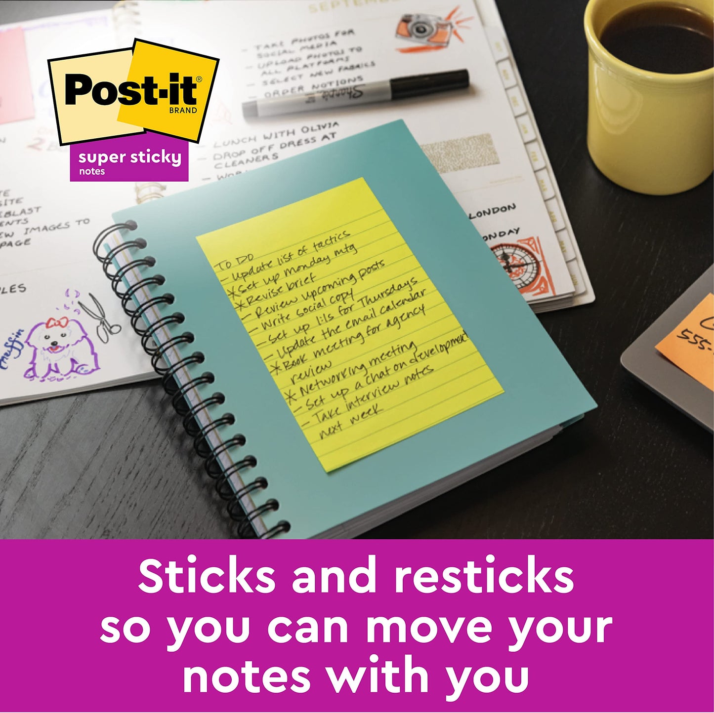 - Post-it Super Sticky Large Notes | Pack of 4 Pads | 45 Sheets per Pad -