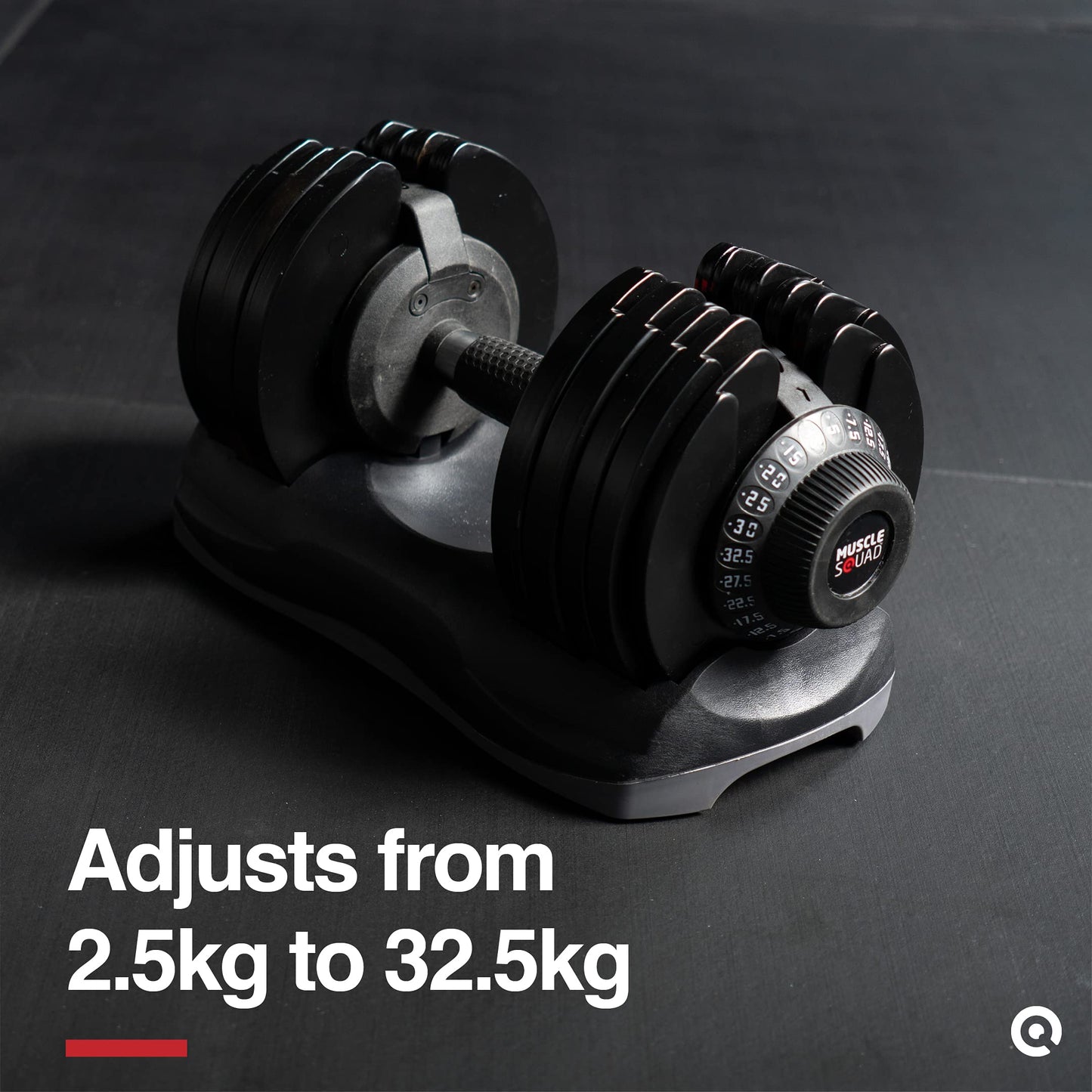 - MuscleSquad Pair of 32.5kg Adjustable Dumbbell - 12 in 1 Dumbbell | 5kg to 32.5kg -