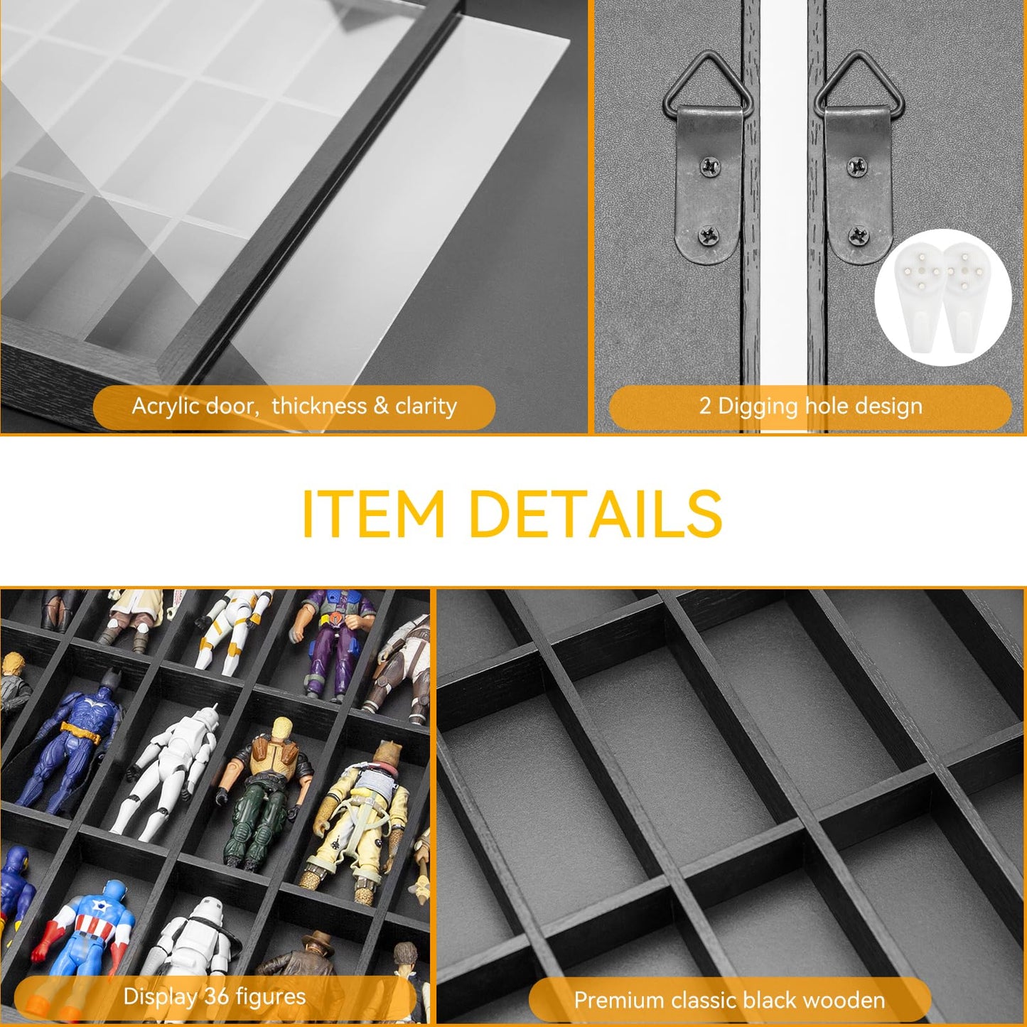 3.75 inch Figure Collectors Showcase, Display Frame Case for Action Figures, Dustproof Cabinet Box for Collectibles, Compatible with Star was/ Gi Jeo Classified Series, 24.61" X 1.65" X 13.98"