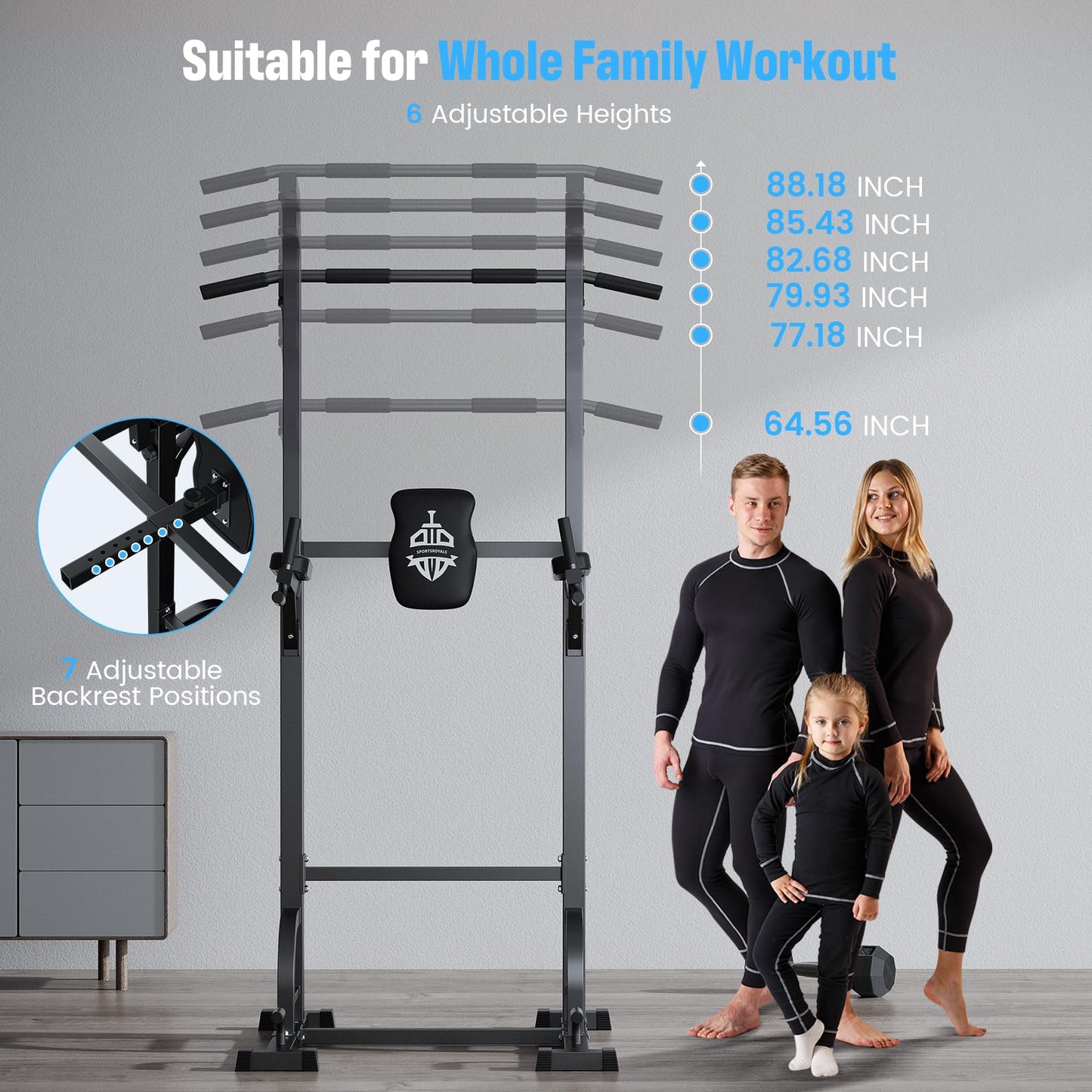 - Sportsroyals Power Tower | Dip Station | Pull Up Bar for Home Gym | 450LBS -