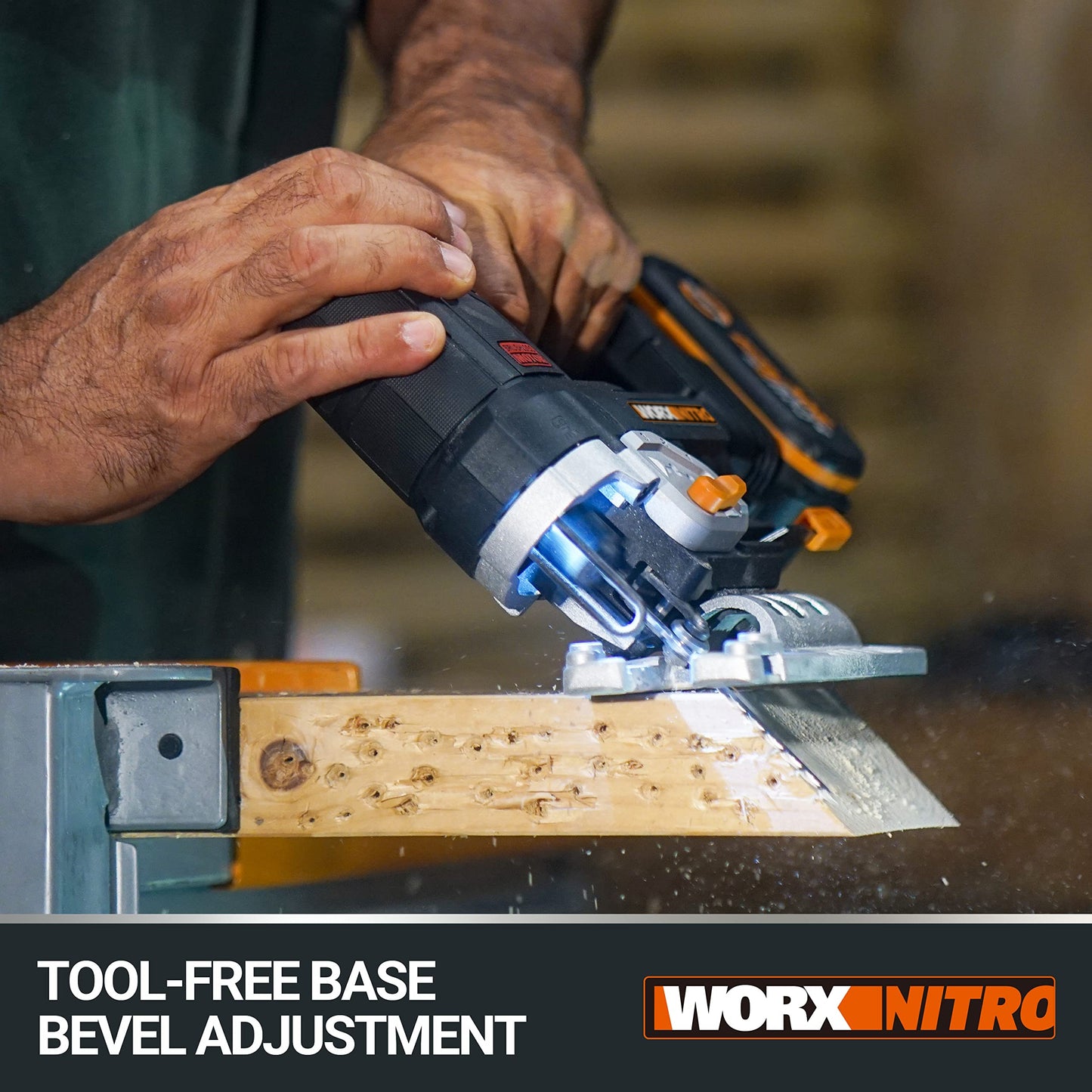 - WORX Nitro 18V(20V Max) Cordless Brushless Jigsaw WX542 Jig Saw, 3500spm, Maximum in Wood 120mm/steel 10mm, 26 mm Stroke Length, 45 °Bevel Capacity, PowerShare, 1 * 2.5Ah Battery & 1 * 2A Charger