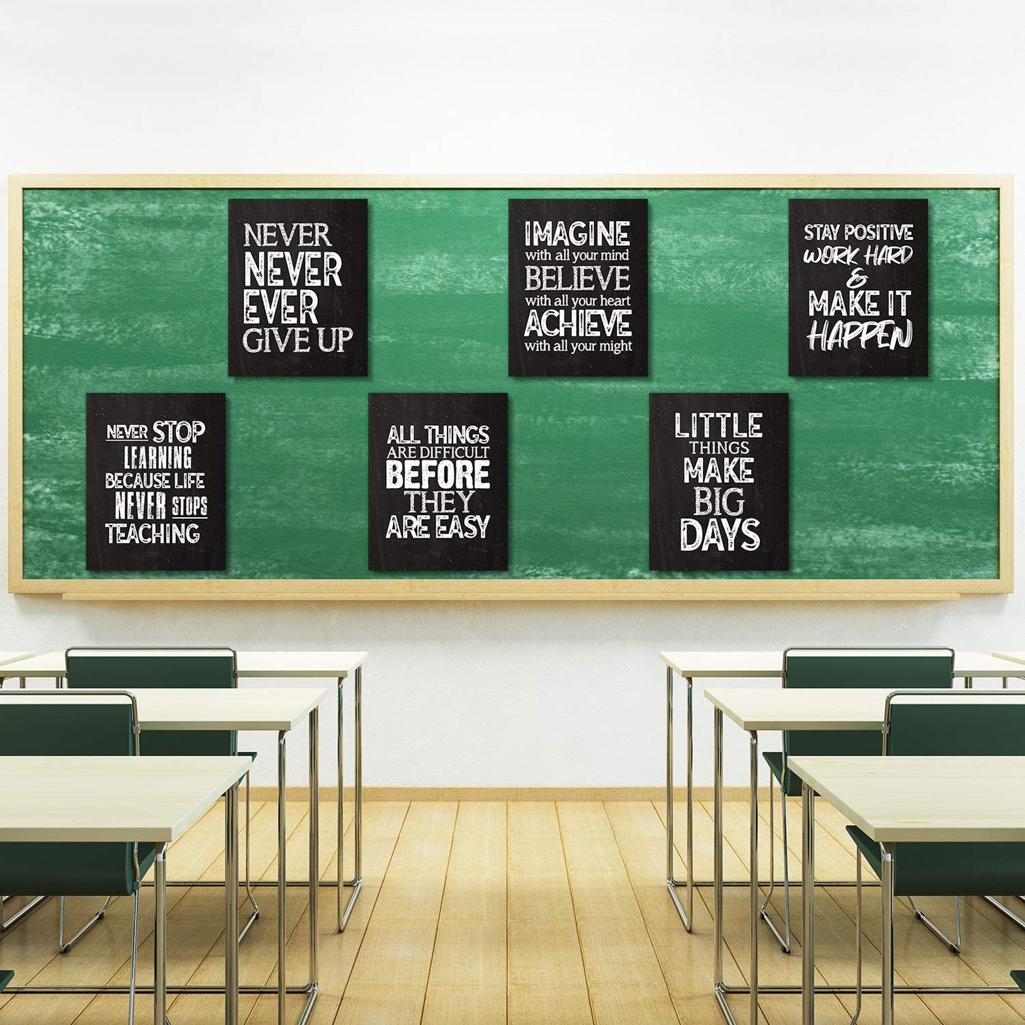 - 10 Pieces Inspirational Wall Poster Positive Quote Posters Wall Decor Affirmation Art Posters with 80 Glue Point Dots for Classroom Living Room Office Walls Decorations (Black White, 11 x 14 Inch)
