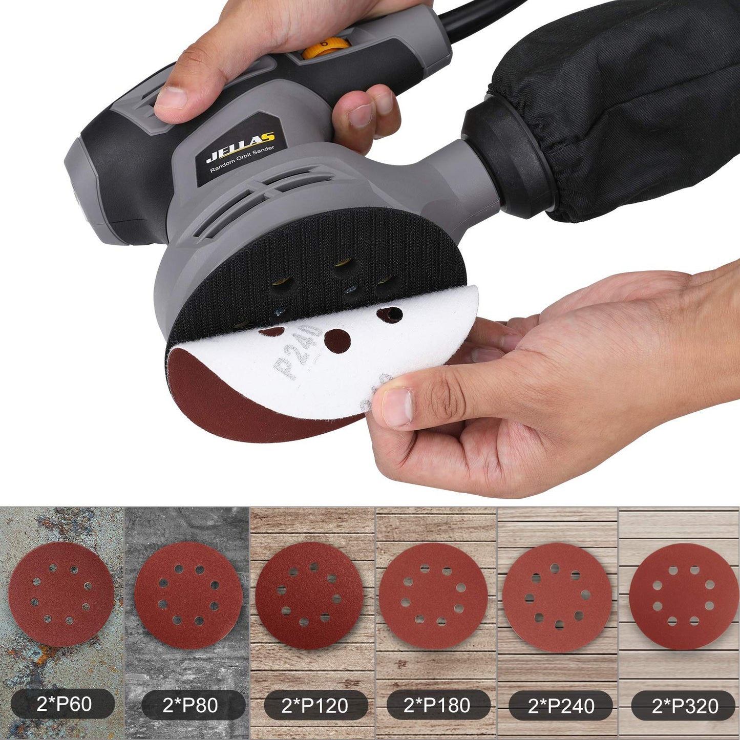 - Orbital Sander | 125MM 13000RPM | 6 Variable Speed Orbit Sander -
