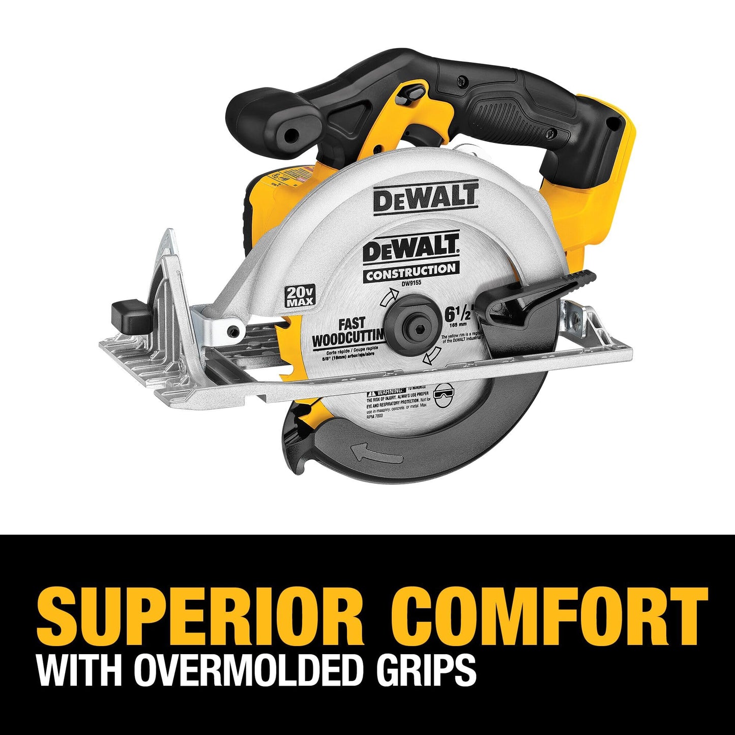 DEWALT DCS391N-XJ XR 165 mm Circular Saw-Bare Unit, 9 W, 18 V, Yellow/Black