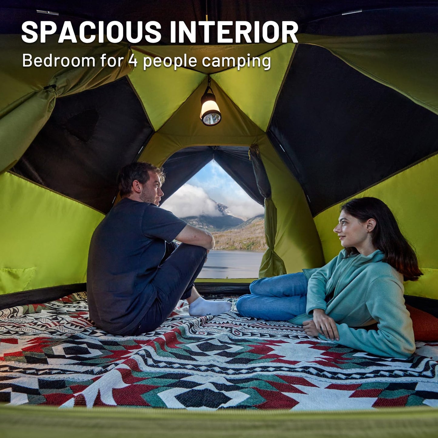 - TIMBER RIDGE 4 Man Blackout Tent | 3-4 Person Family Camping Tent | UV Protection -