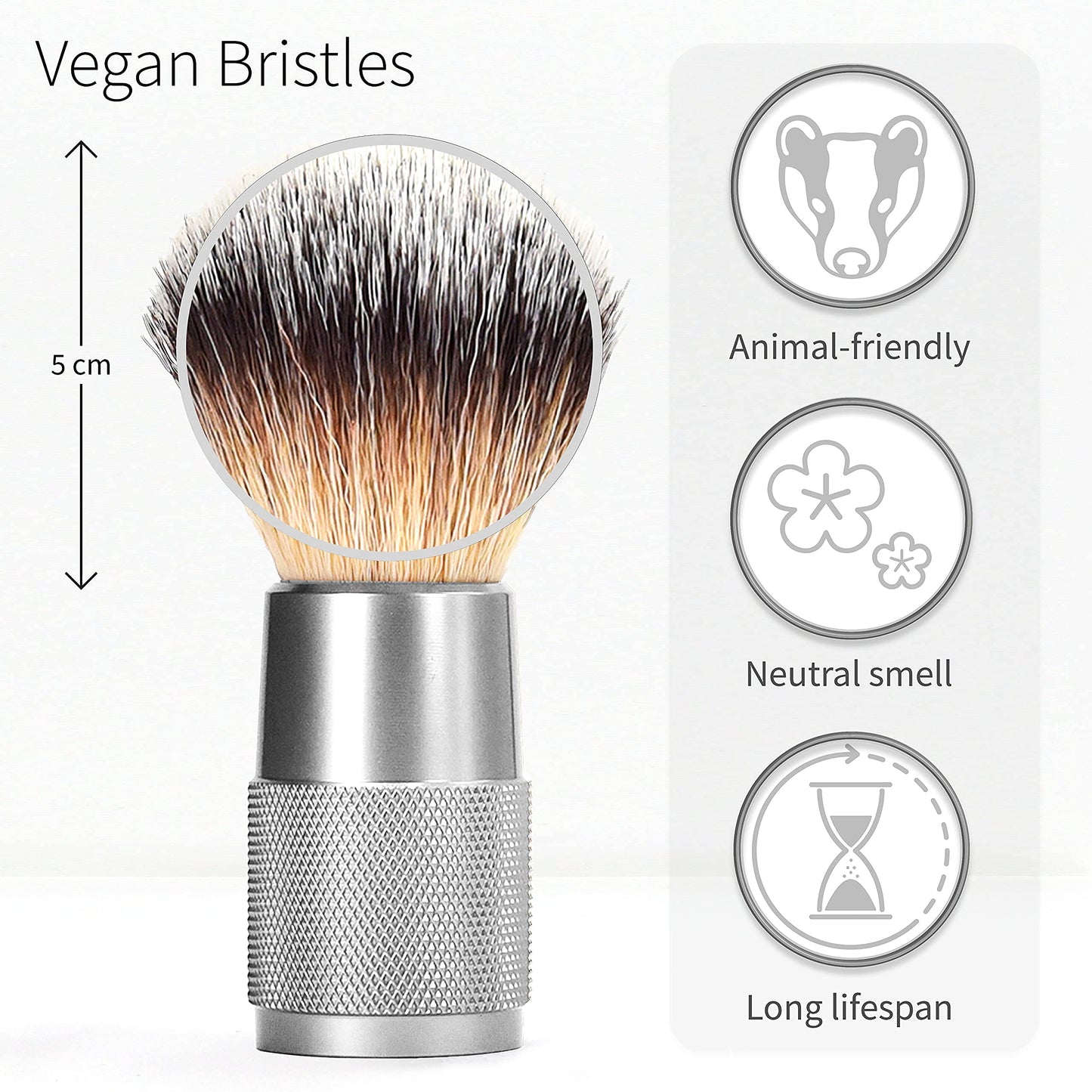 - Shaving Brush Vegan | Silver | Women and Men Shaving Brush| Shaving Soap Brush -