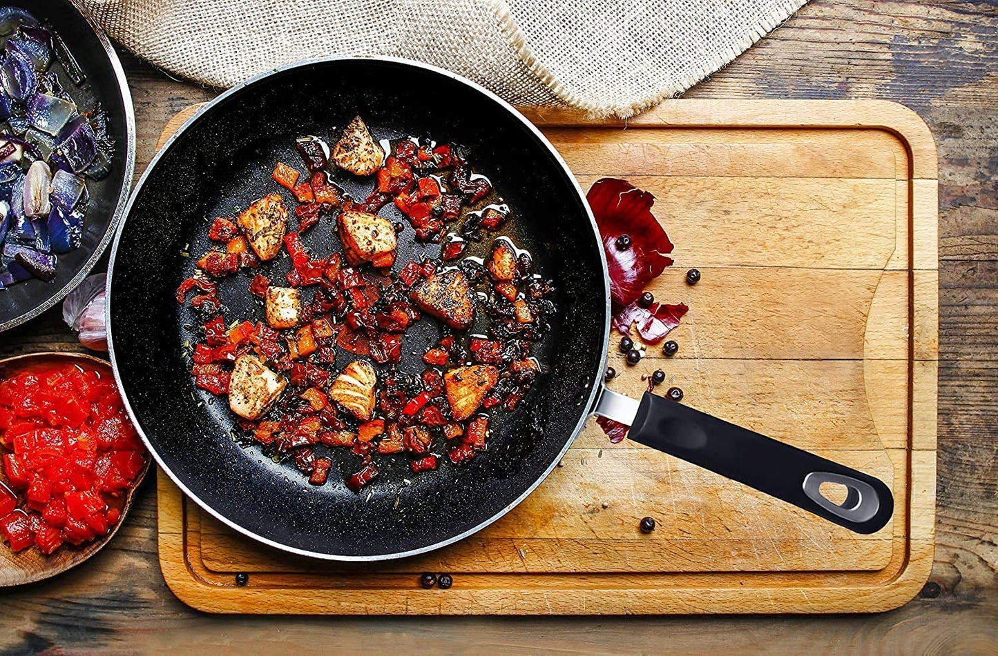 - KICHLY Non Stick Frying Pan Set | 3 Pcs Induction Hob Pan Set | Professional Chefs Pan Sets | Non Stick -