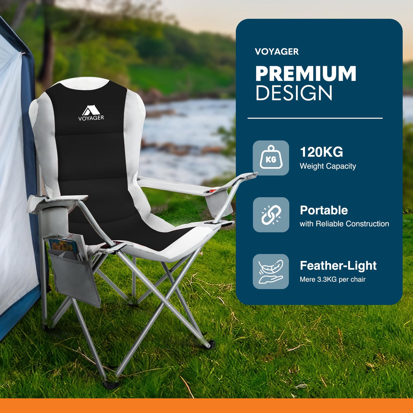 - VOYAGER 2 Pack Premium Outdoor Camping Chair Set