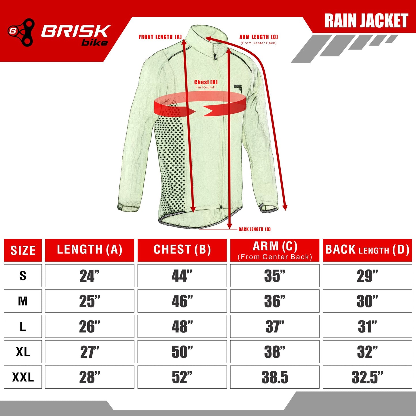 Brisk Bike Cycling Rain Jacket High Vis Full Sleeve (Green, Large)