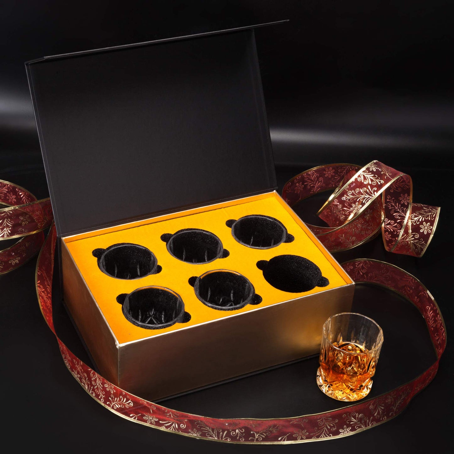 - KANARS Whiskey Glasses Set | Crystal Whisky Glass 300 ml | Unique Stylish Gift Box | 6-Piece -