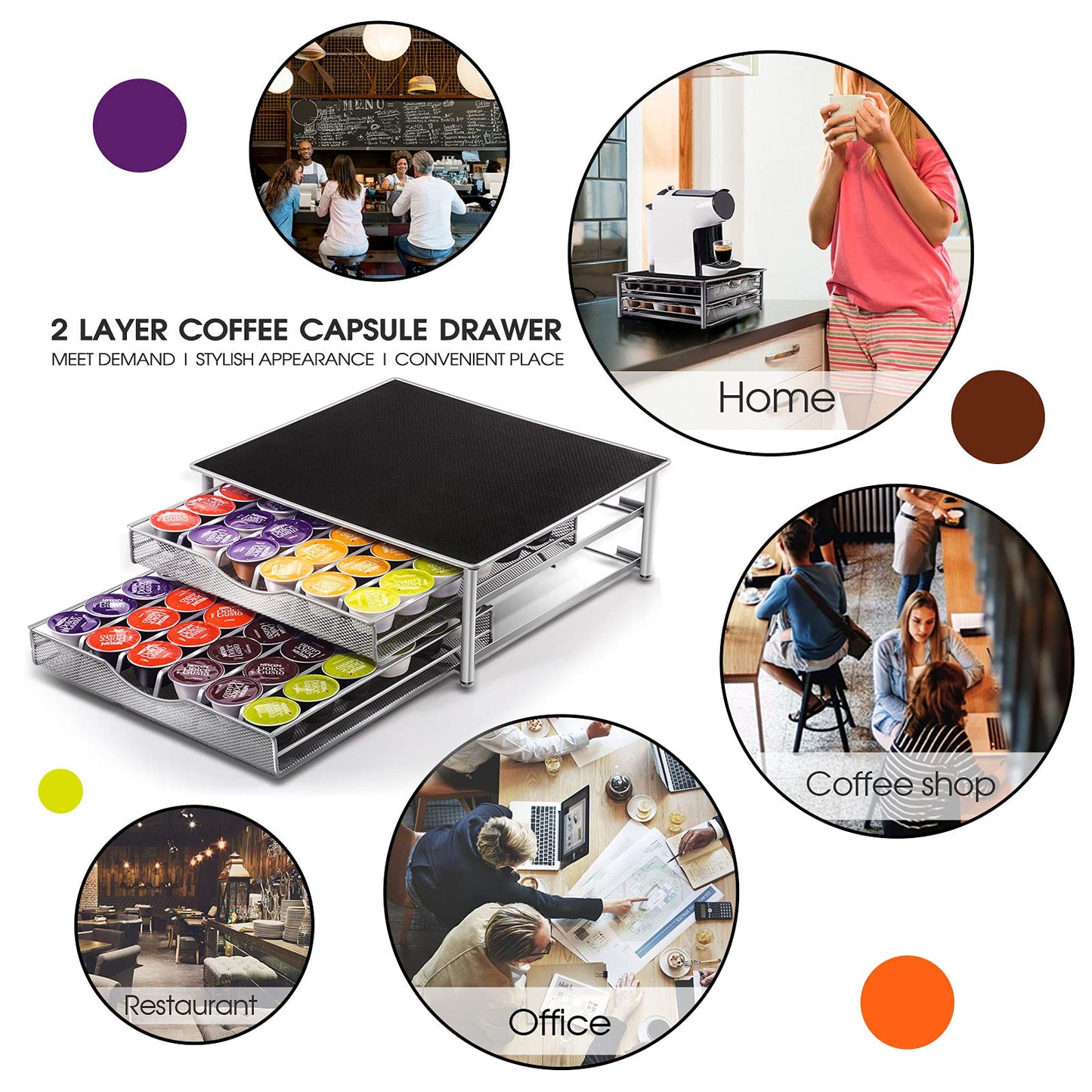 - Myiosus Dolce Gusto Pod Holder - 2 Tier Coffee Capsule Storage Drawer for 72 Pods -