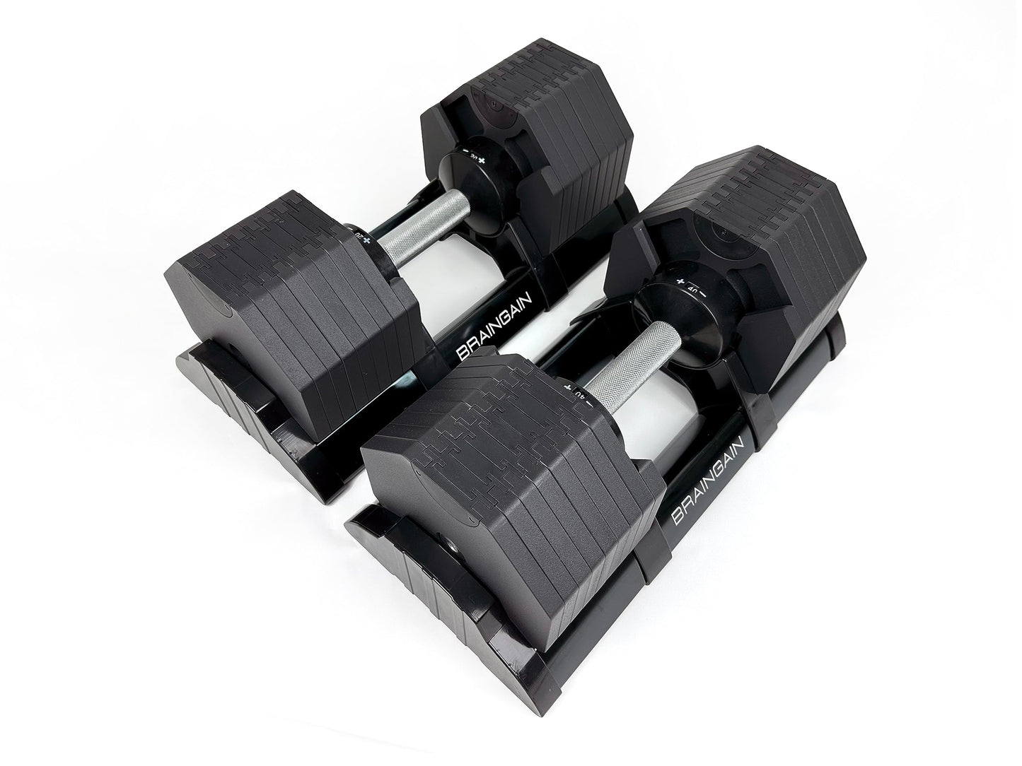 BRAINGAIN 16-in-1 40kg Octagon Adjustable Dumbbells PAIR Weight Set Affordable Dumbbells Adjustable Weights Space Saver Dumbbells for Home 2x 40KG (80kg total)