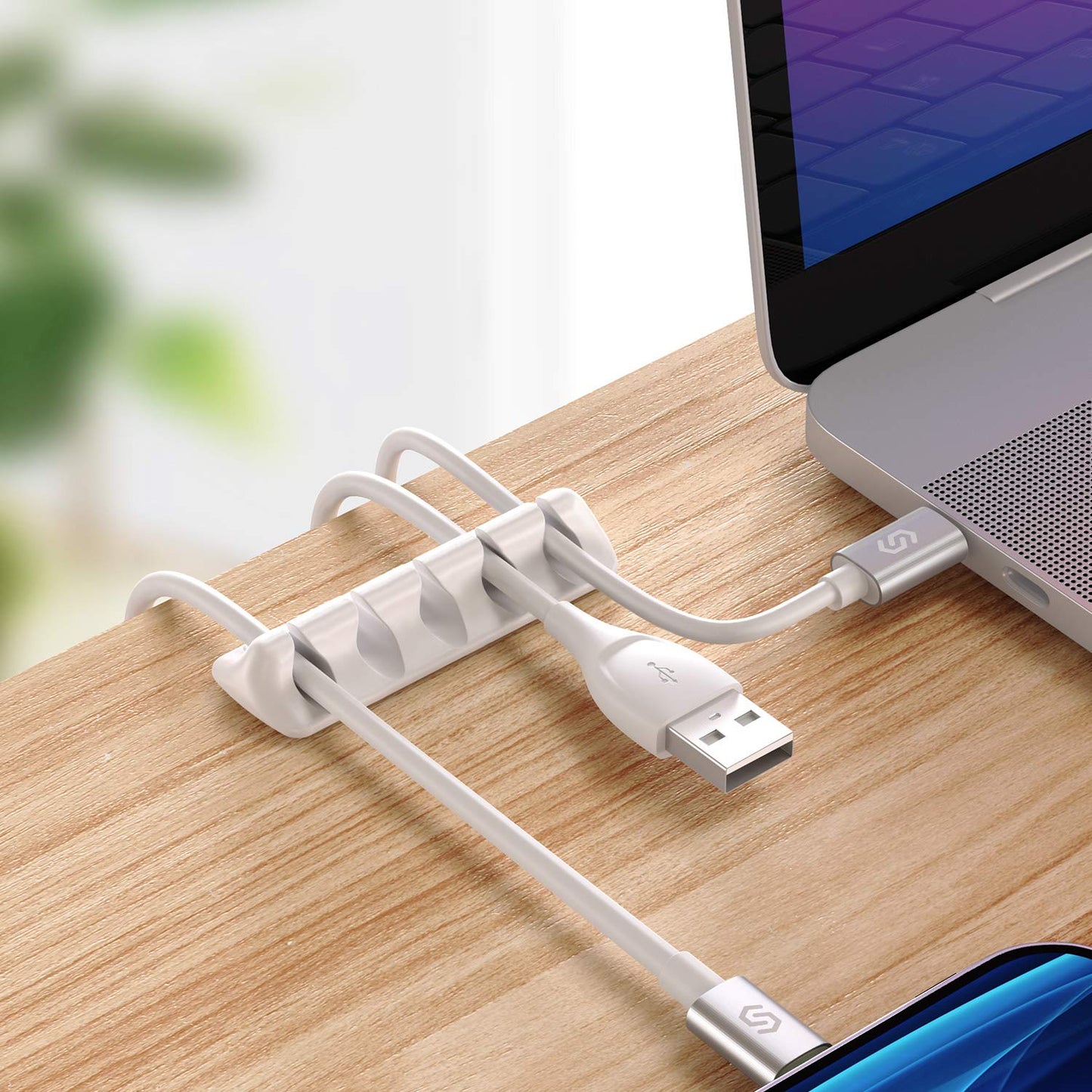 - SYNCWIRE Cable Clips | Cord Organizer | Cable Management | Self Adhesive | 5 Pack | White -